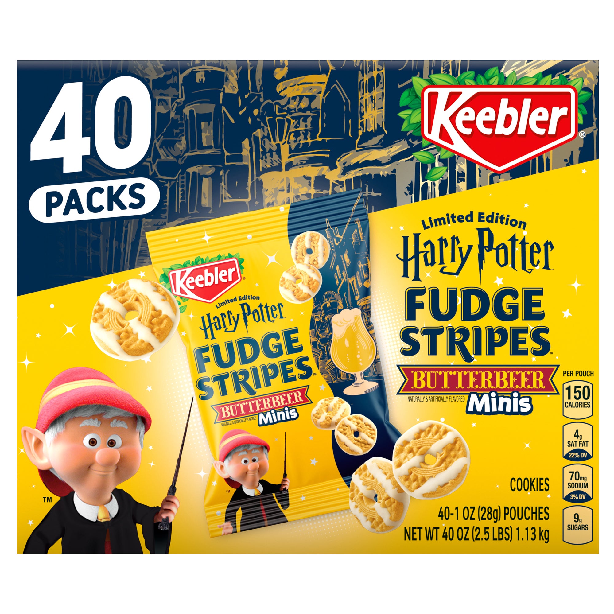 Keebler Harry Potter Fudge Stripes Butterbeer Minis, 1 oz, 40-count