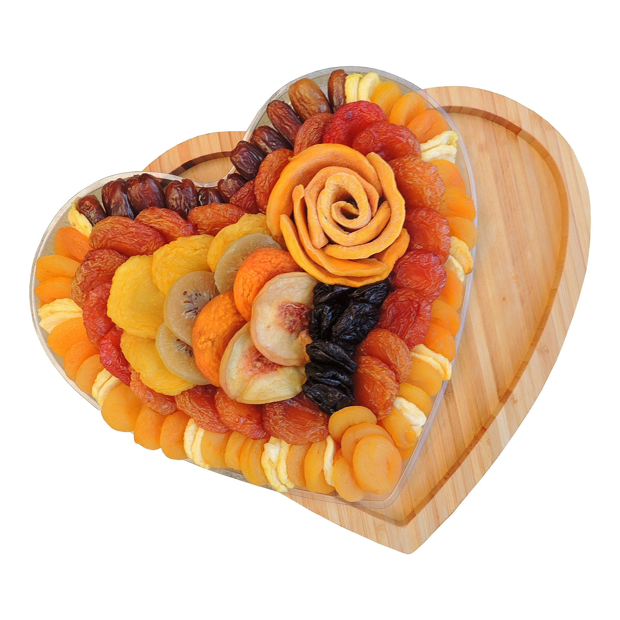Vacaville Fruit Company, 36 oz, Dried Fruit Heart Shaped Bamboo Tray