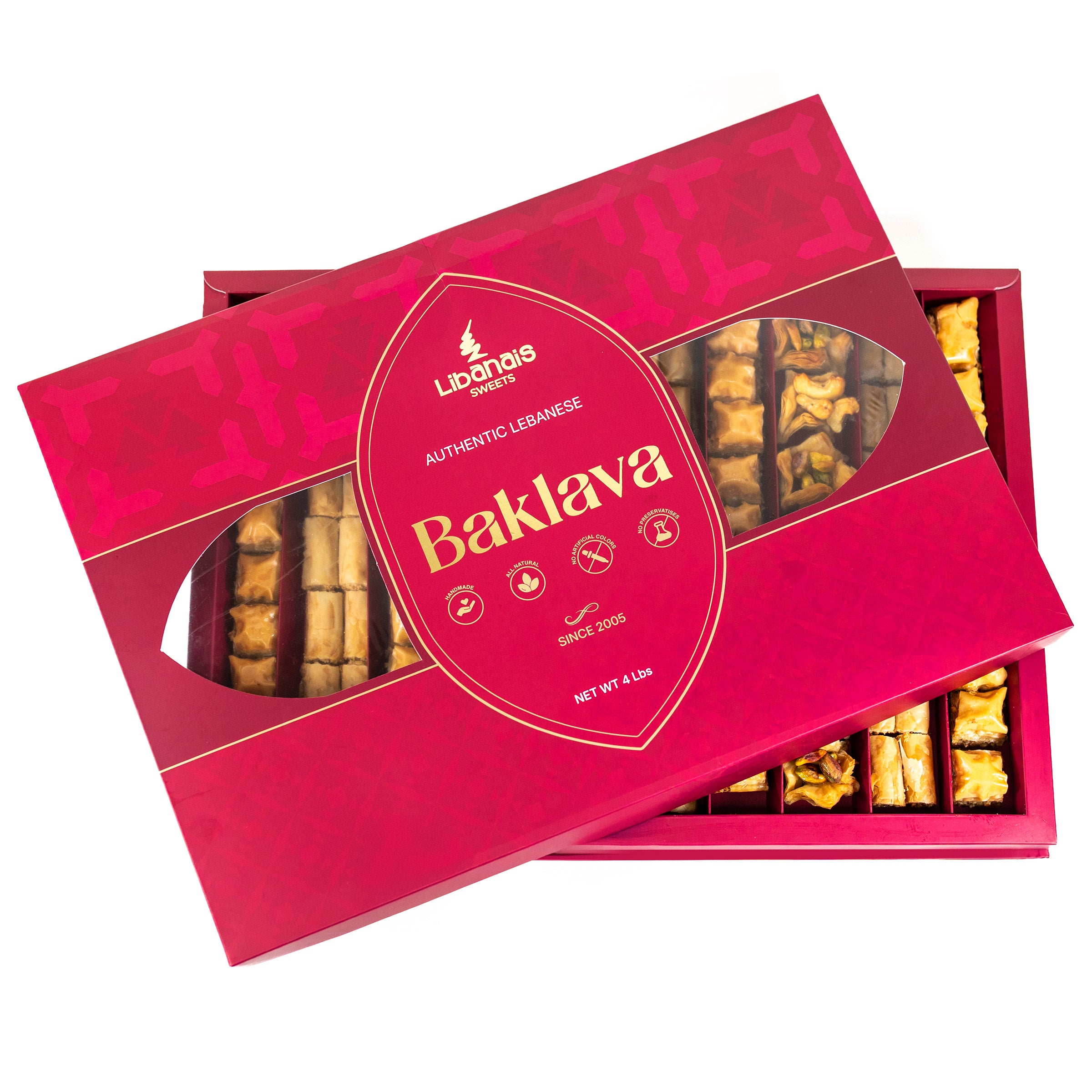 Libanais Baklava Assortment, 100 Pieces, 4 lb Total