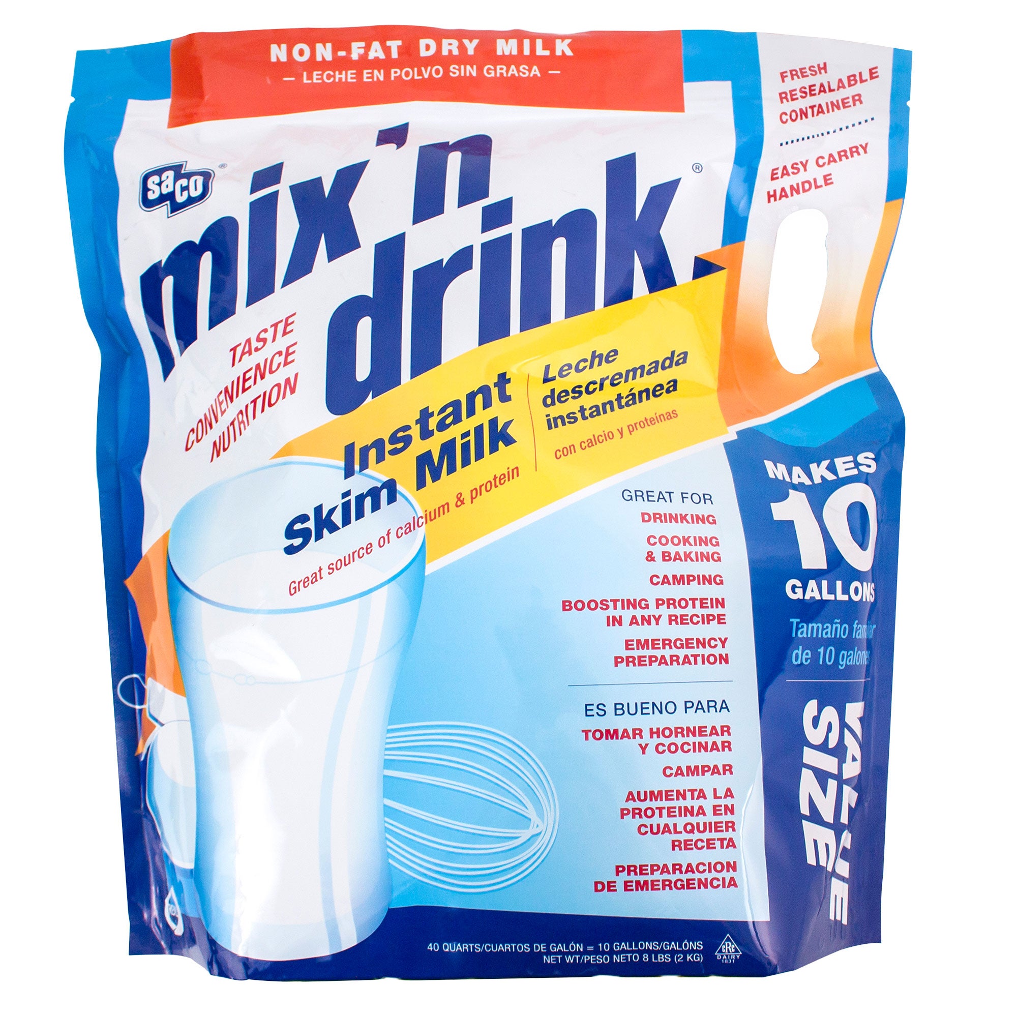 Saco Mix'n Drink Instant Skim Milk, 8 lbs