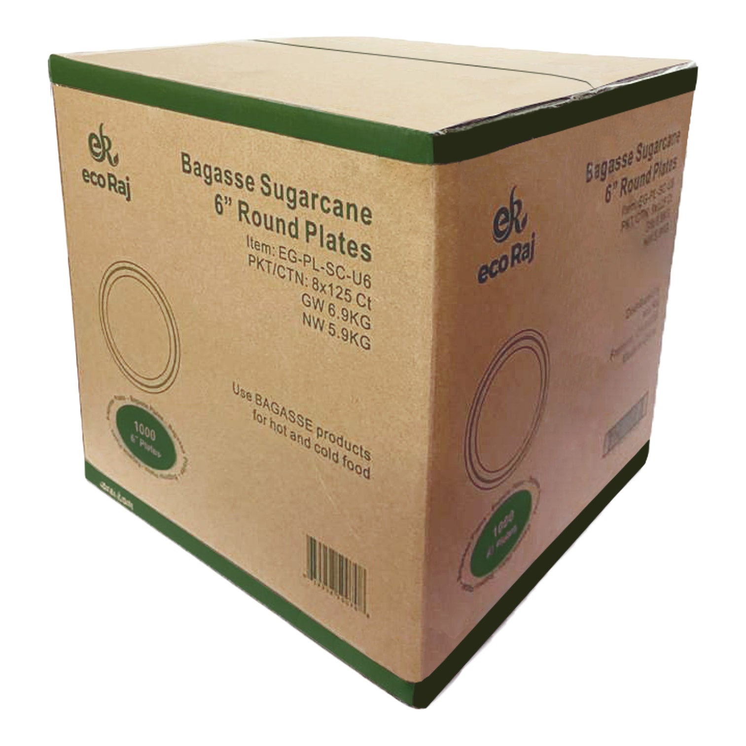 Eco Raj 6" Compostable Plate, 1000-count