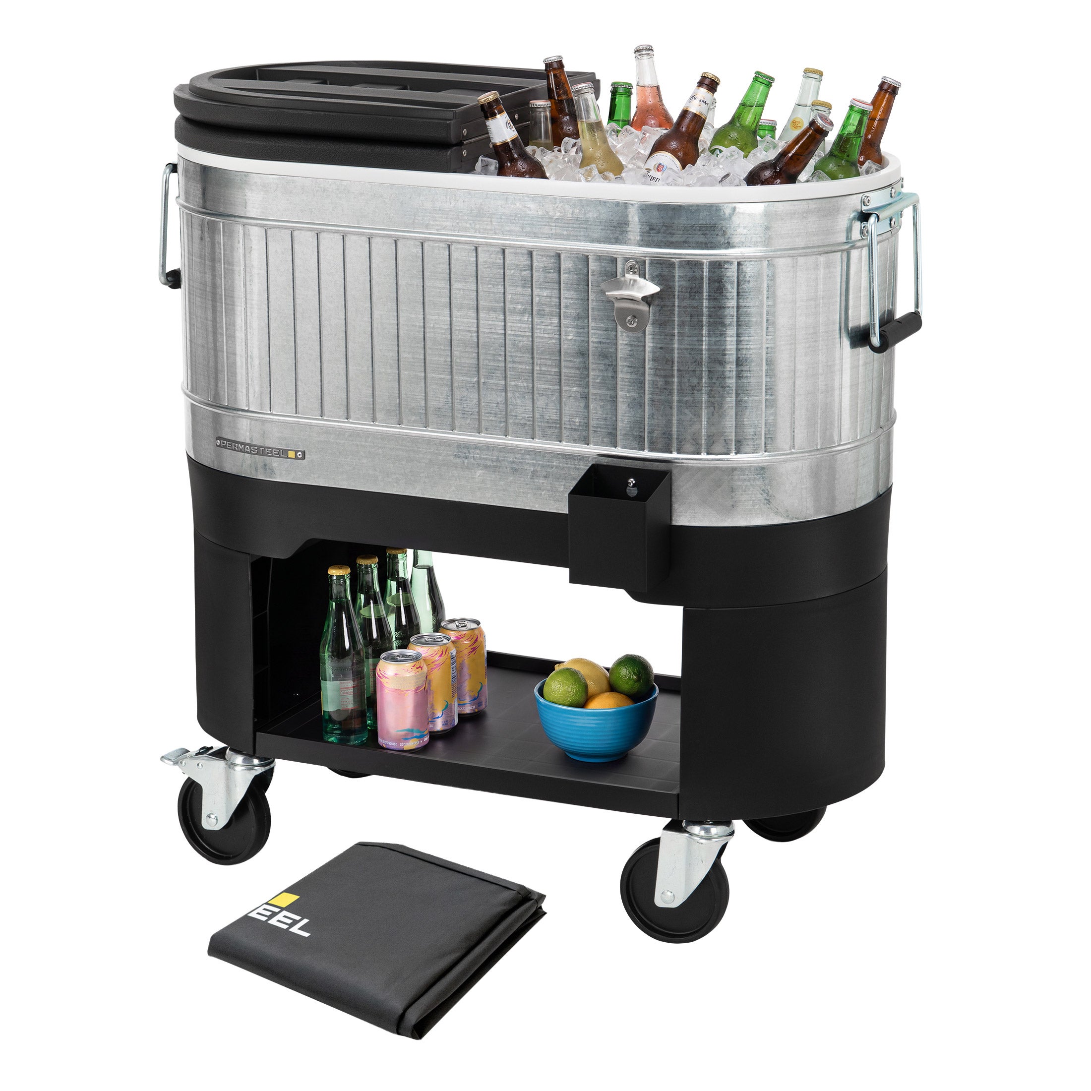 Permasteel 120-quart Galvanized Steel Rolling Cooler with Cover