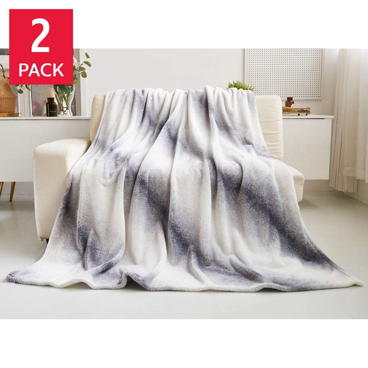 Mon Chateau Ombre Textured Throw, 2-pack