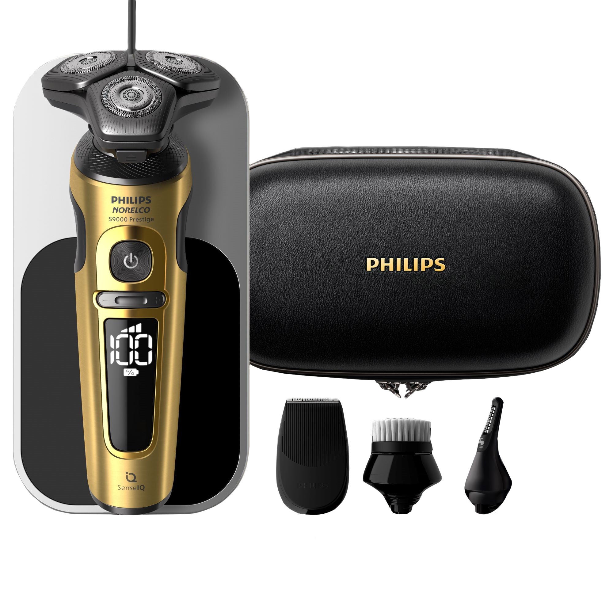 Philips Norelco Full-Metal Prestige Electric Wet Dry Shaver, Wireless Charger