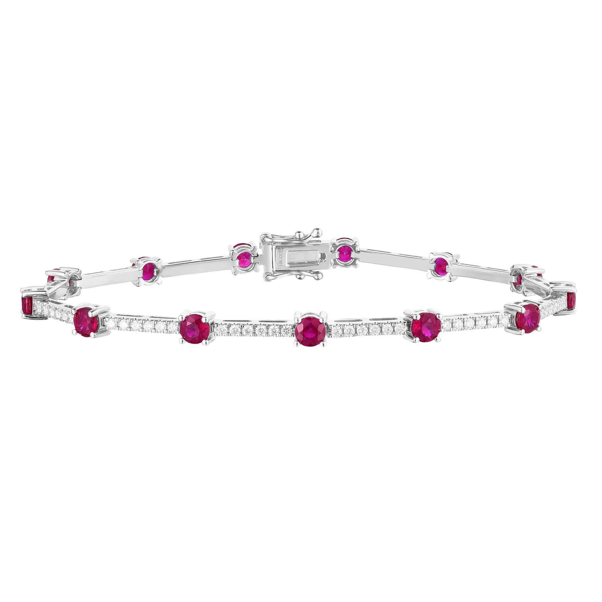 Gemstone and Diamond 14kt White Gold Bracelet