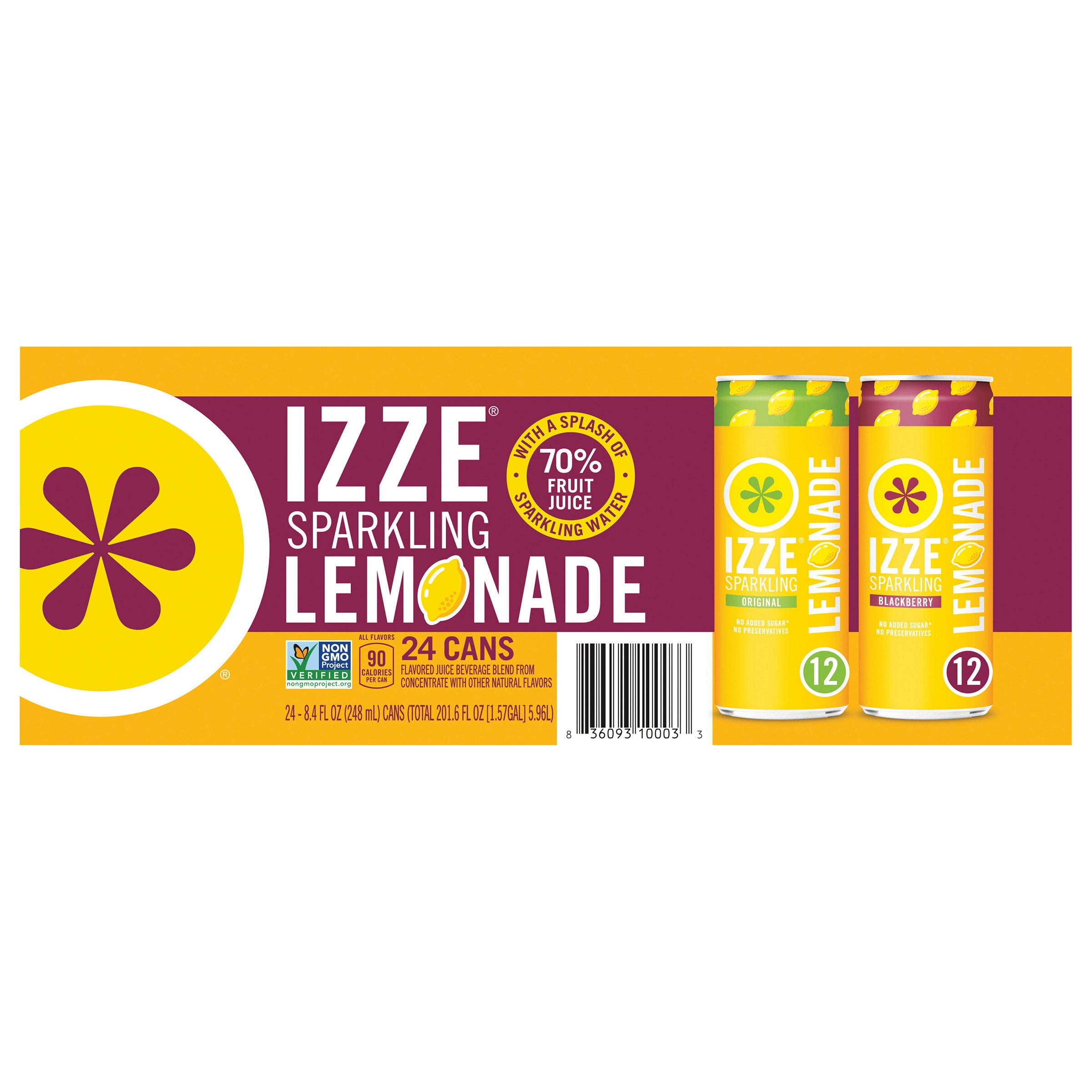 IZZE, Sparkling Lemonade Beverage, Variety Pack, 8.4 fl oz, 24-Count