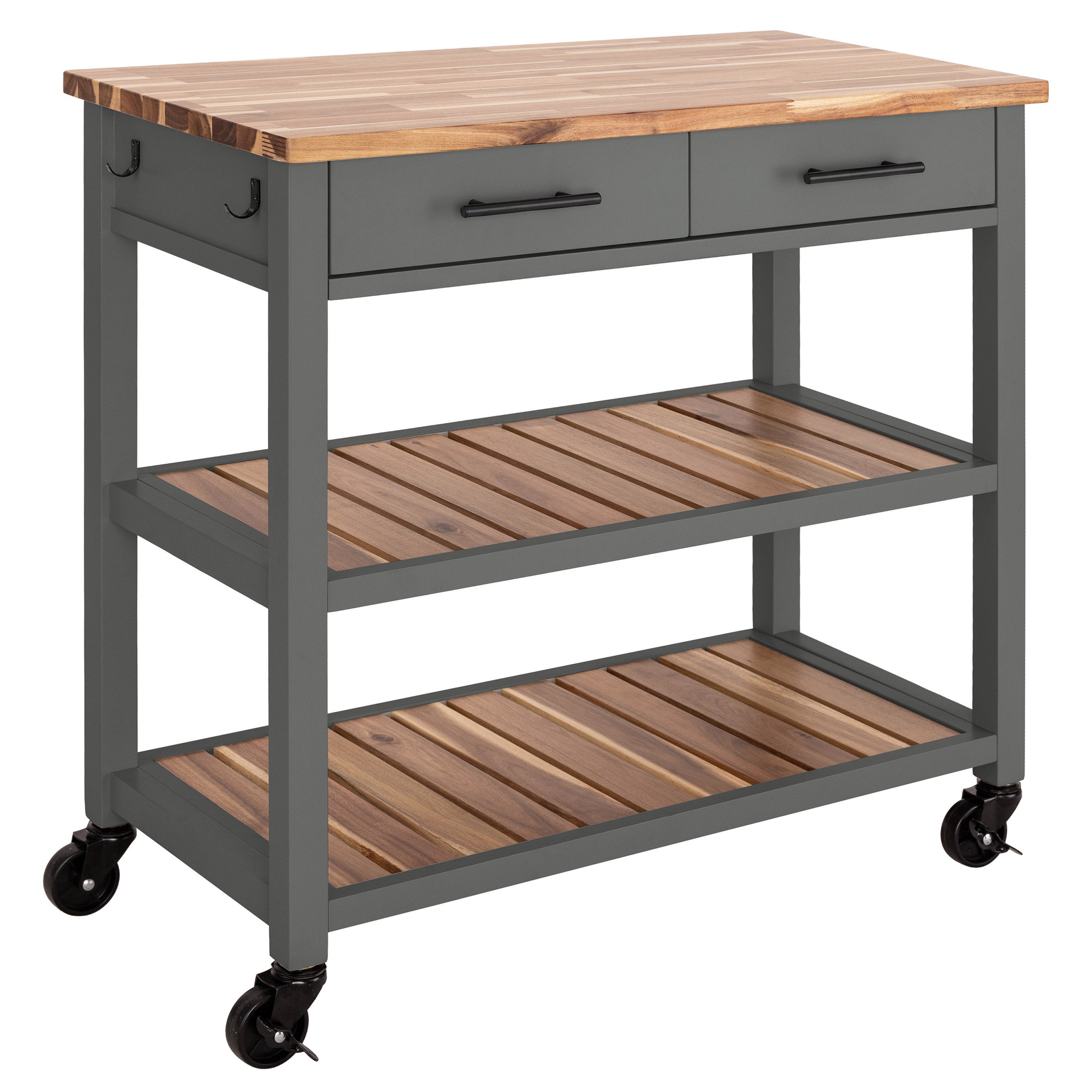Seville Kitchen Cart with Acacia Shelves