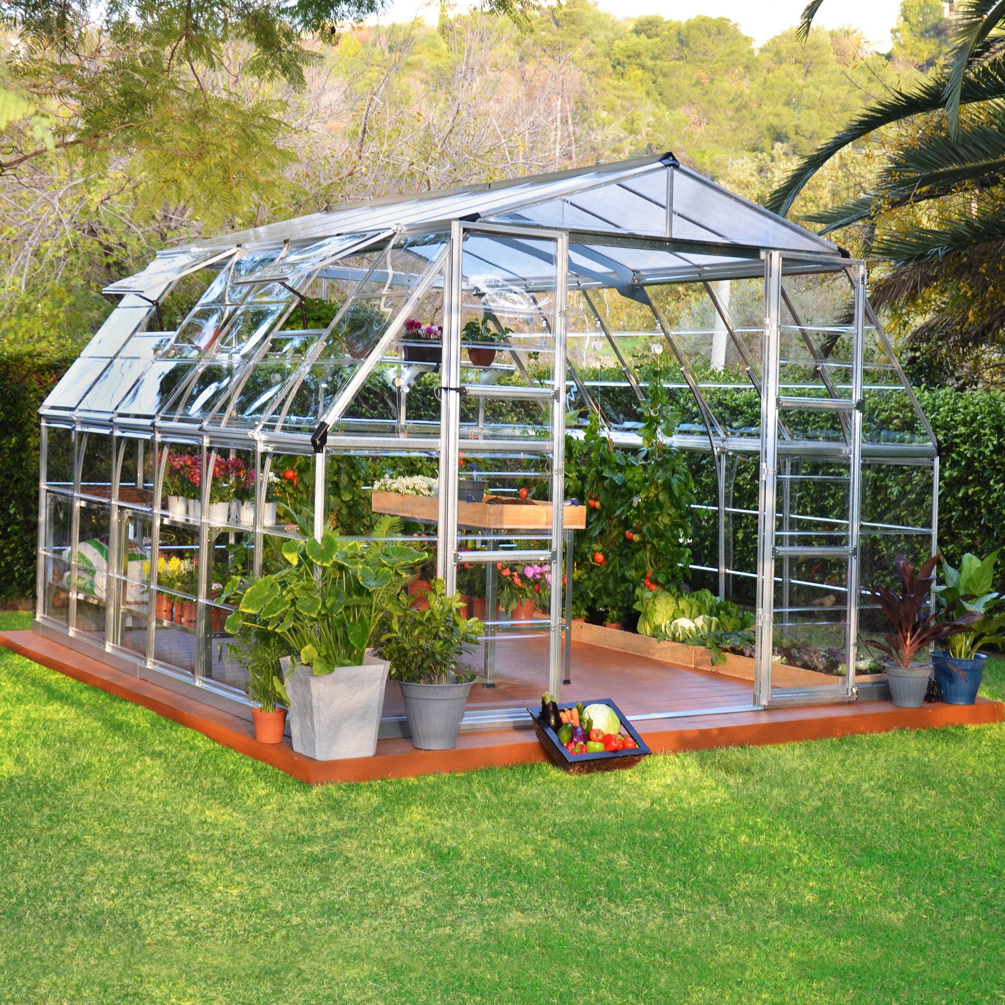 Palram Canopia Americana 12 ft. x 12 ft. Greenhouse Kit with Premium Accessory Pack