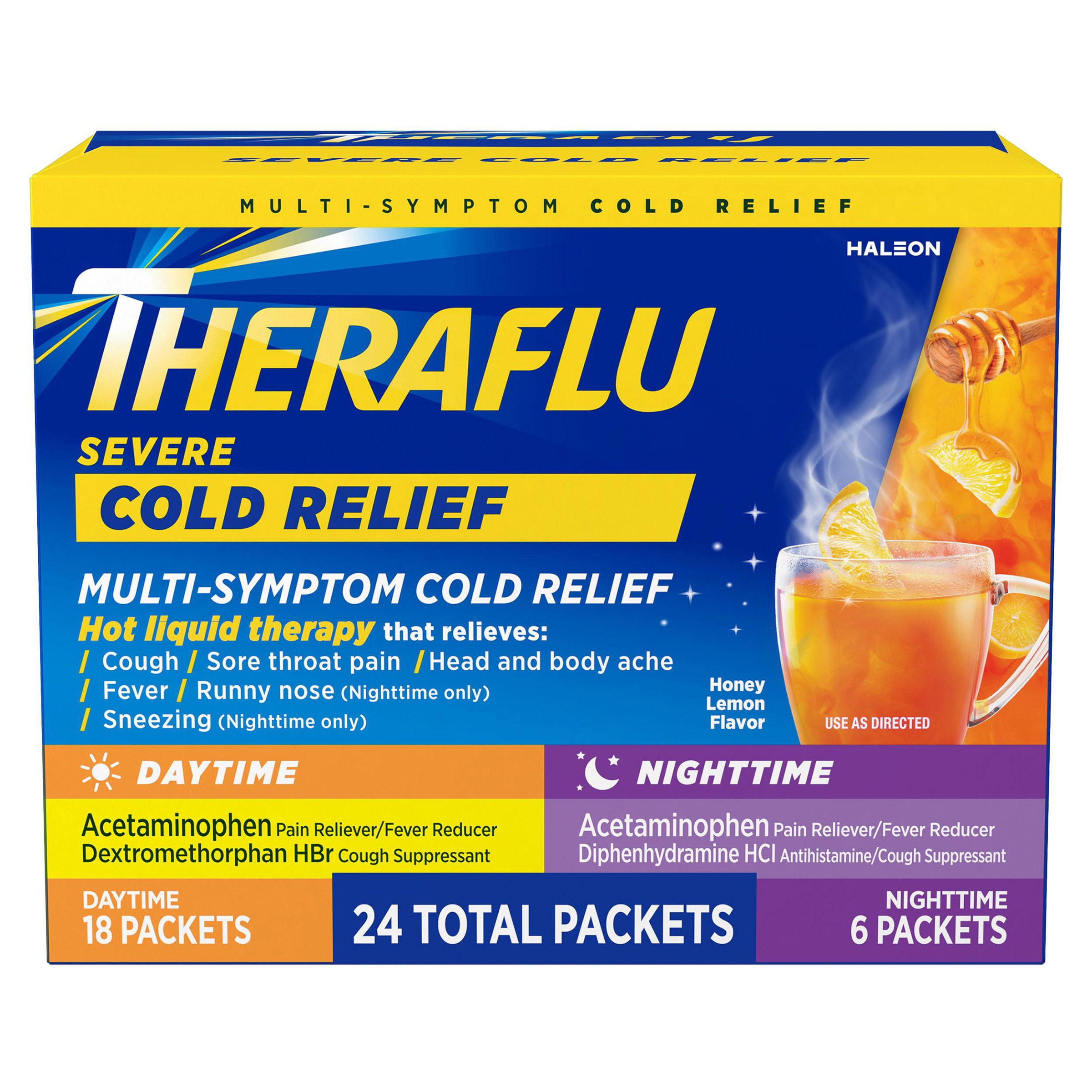 Theraflu Severe Cold Relief Medicine Powder, 24 Packets