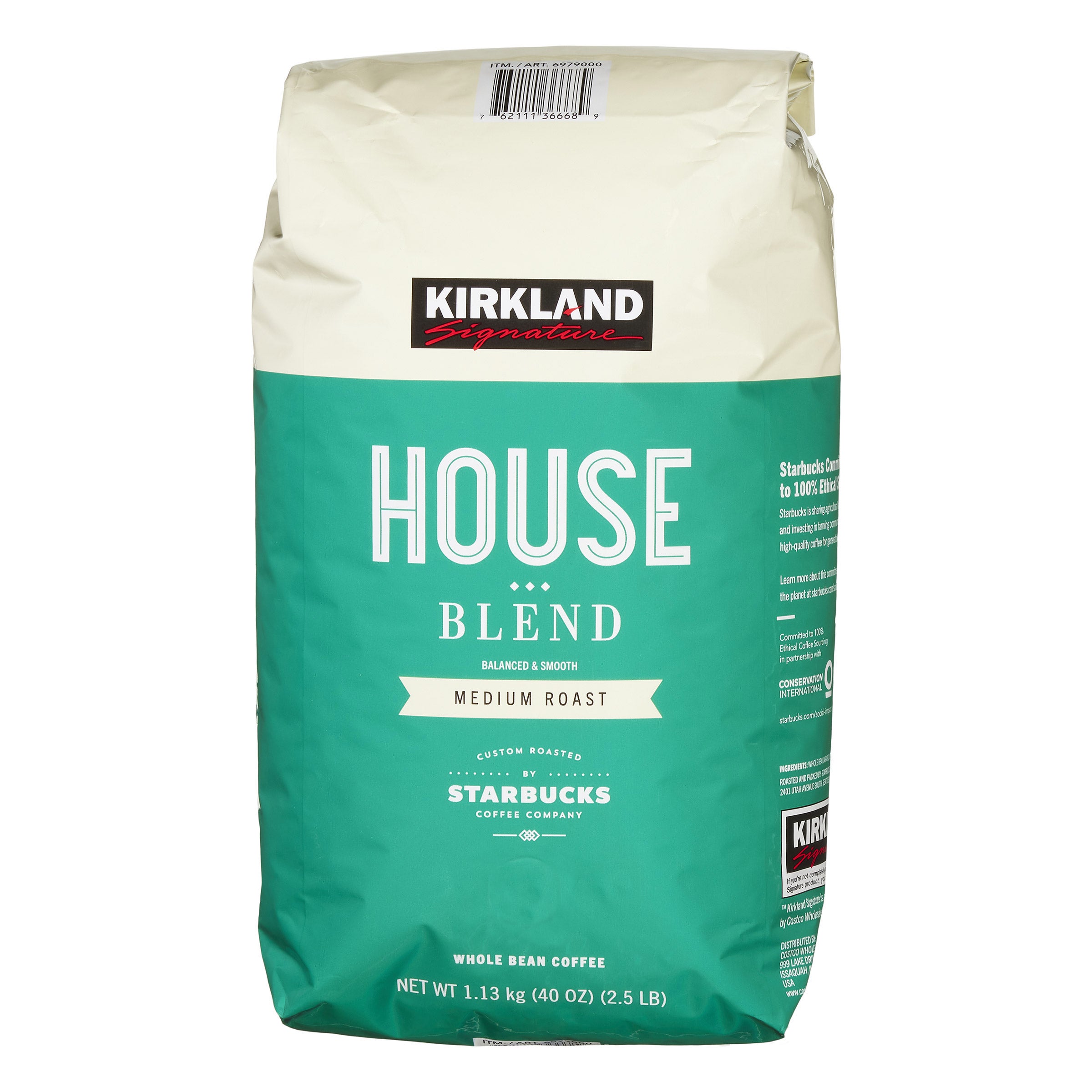 Kirkland Signature House Blend Coffee, Medium Roast, Whole Bean, 2.5 lbs
