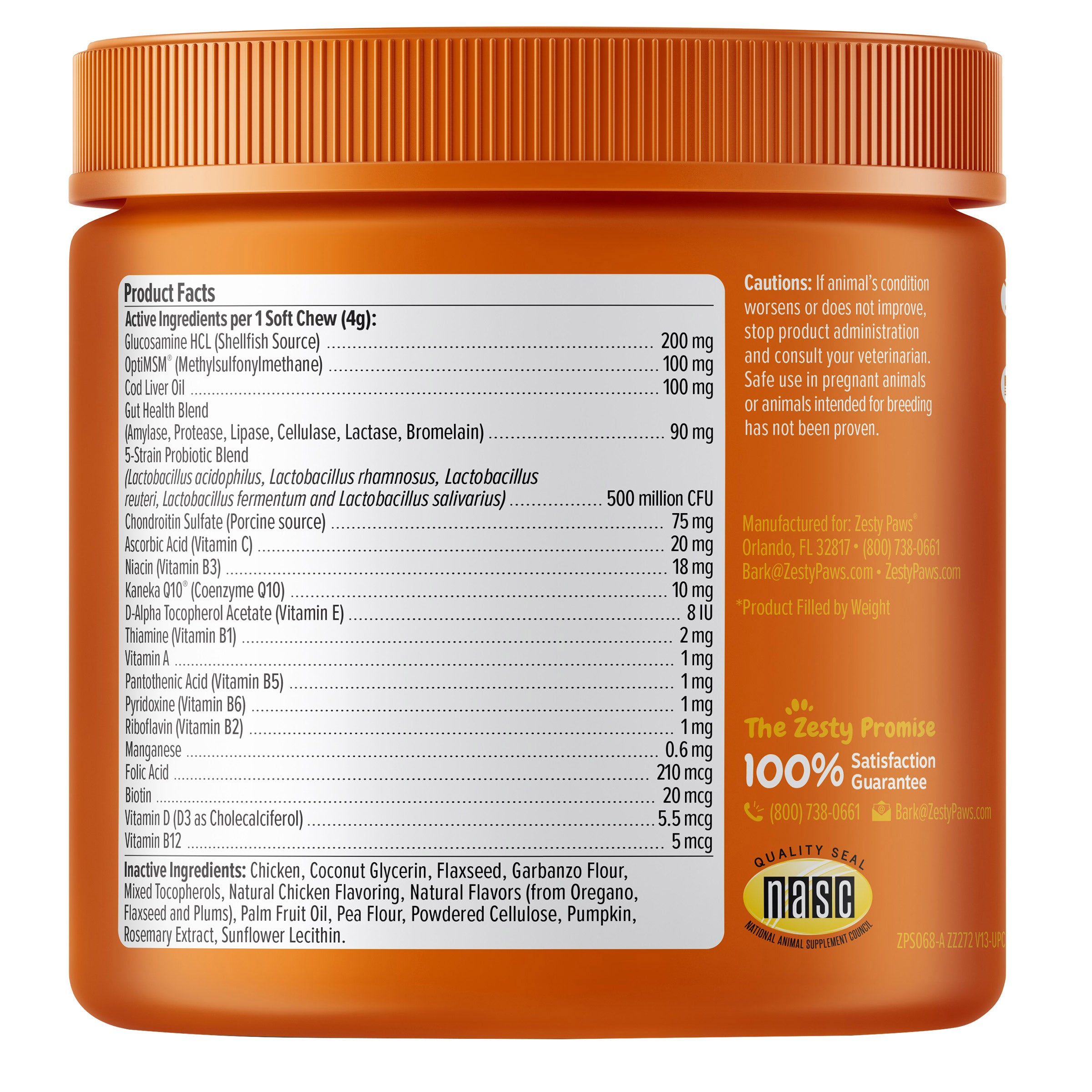 Zesty Paws 8-in-1 Multivitamin Bites for Dogs, Chicken Flavor, 90ct 4-pack