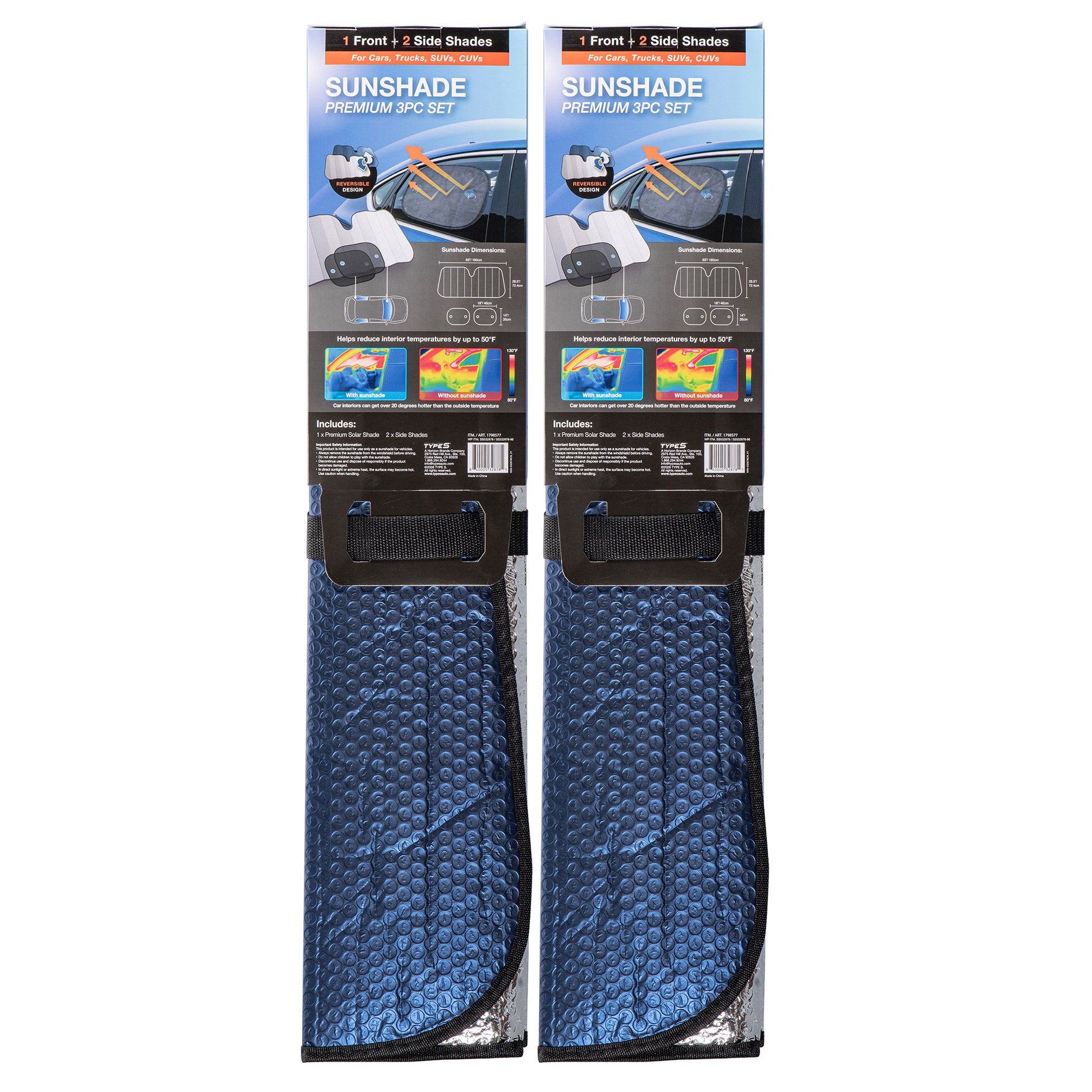 3-piece Premium Sunshade Set - 2-pack