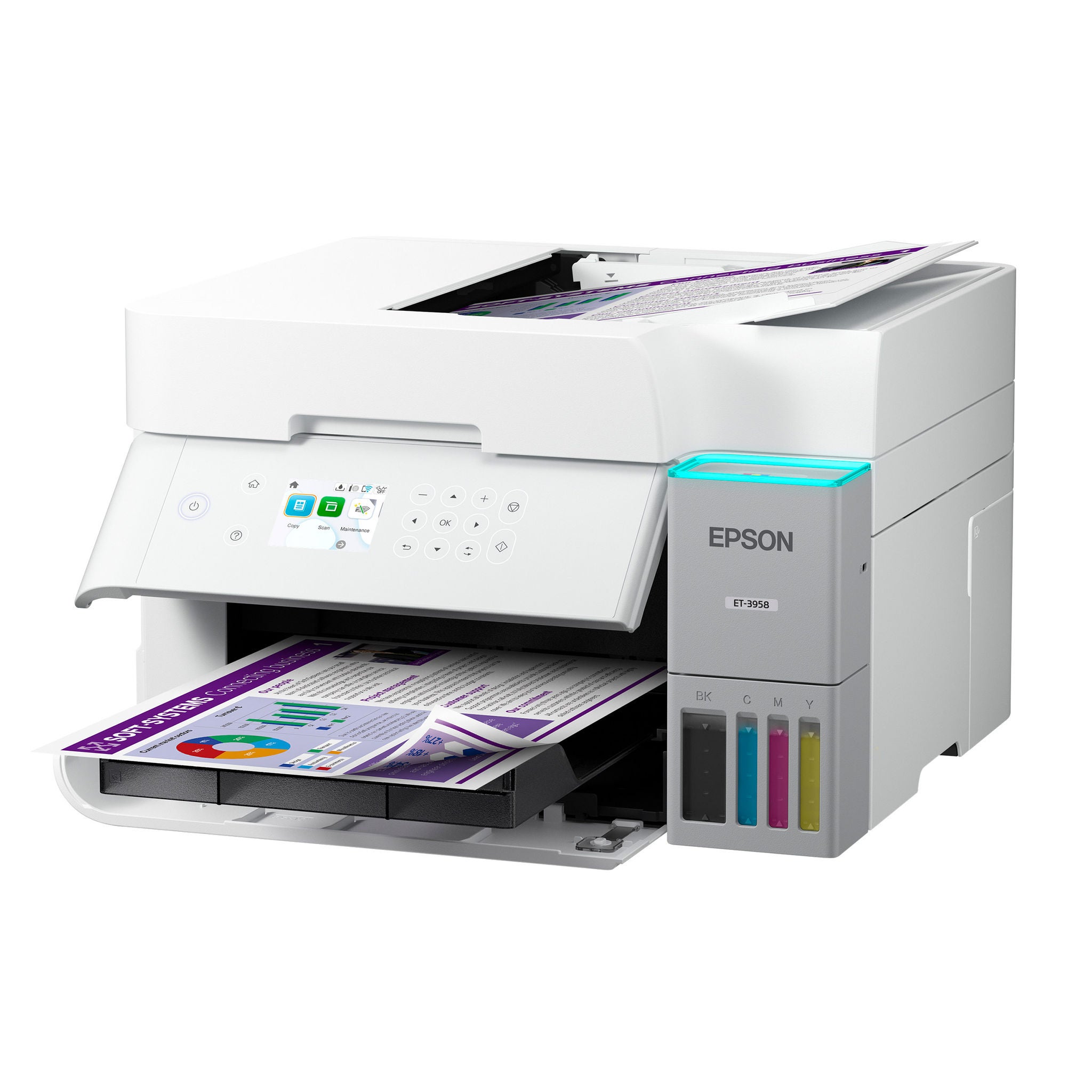 Epson EcoTank ET-3958 Wireless All-in-One Color Supertank Printer, White