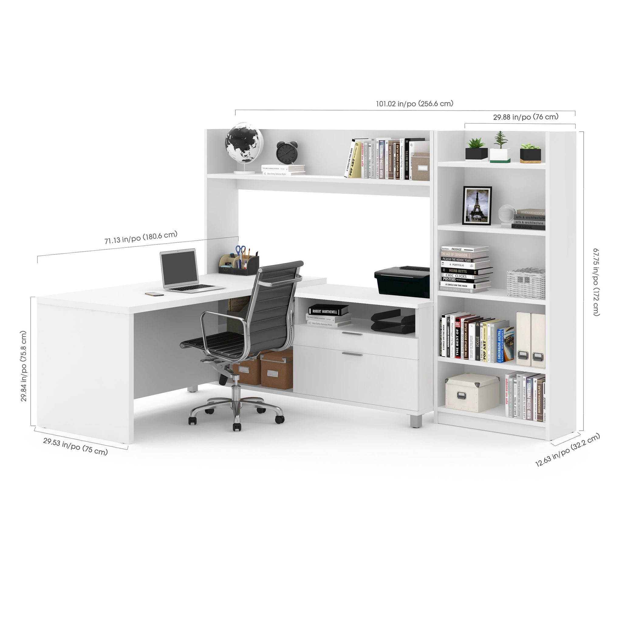 Columbia L-Shape Desk with Bookcase