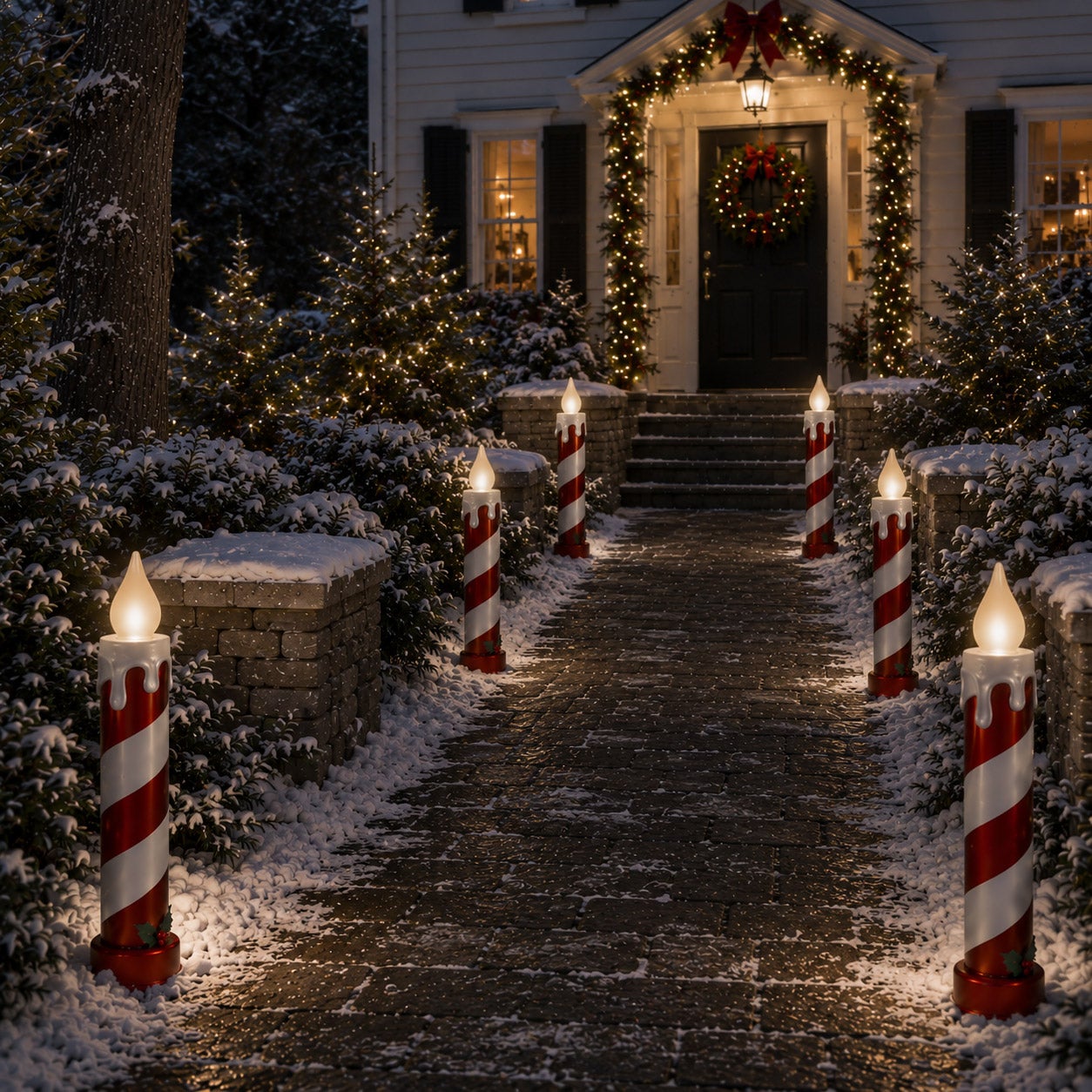 Mr. Christmas 36" Red and White LED Blow Mold Candles, Set of 2