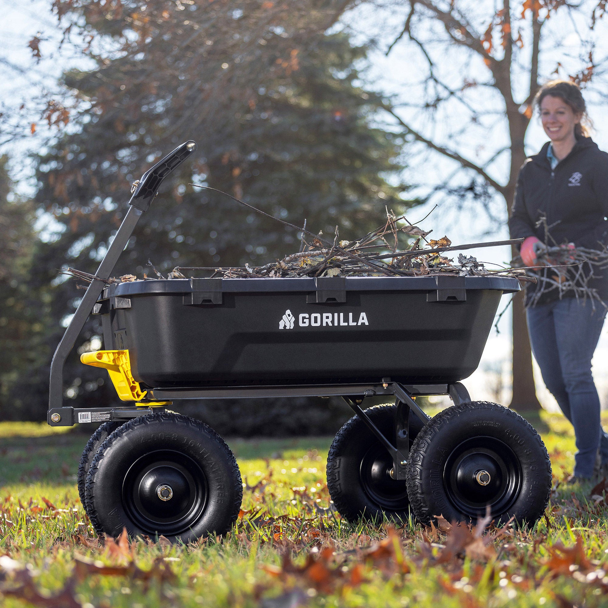 Gorilla 9 cu ft. Heavy Duty Poly Yard Dump Cart with No Flat Tires