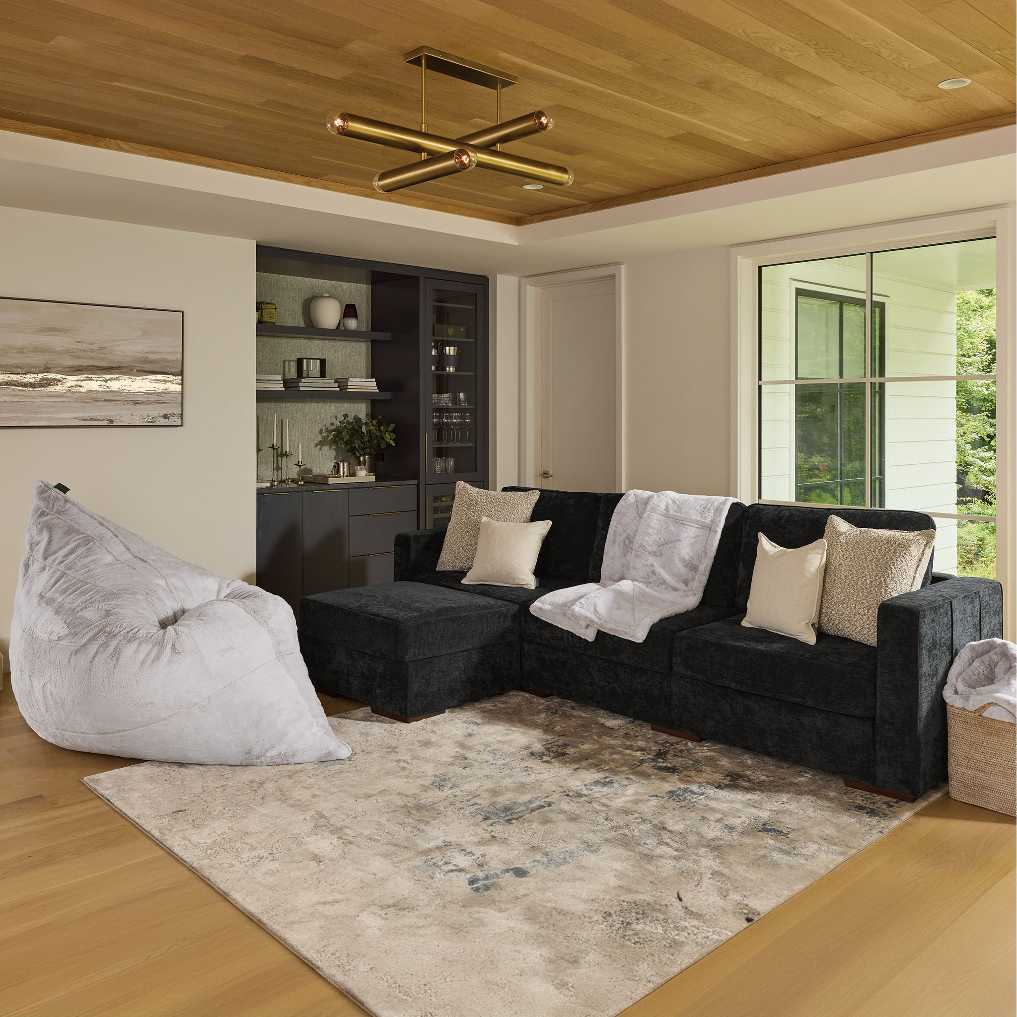 Lovesac Modular Sectional Sofa Bundle 4 Seats/5 Square Sides with Storage