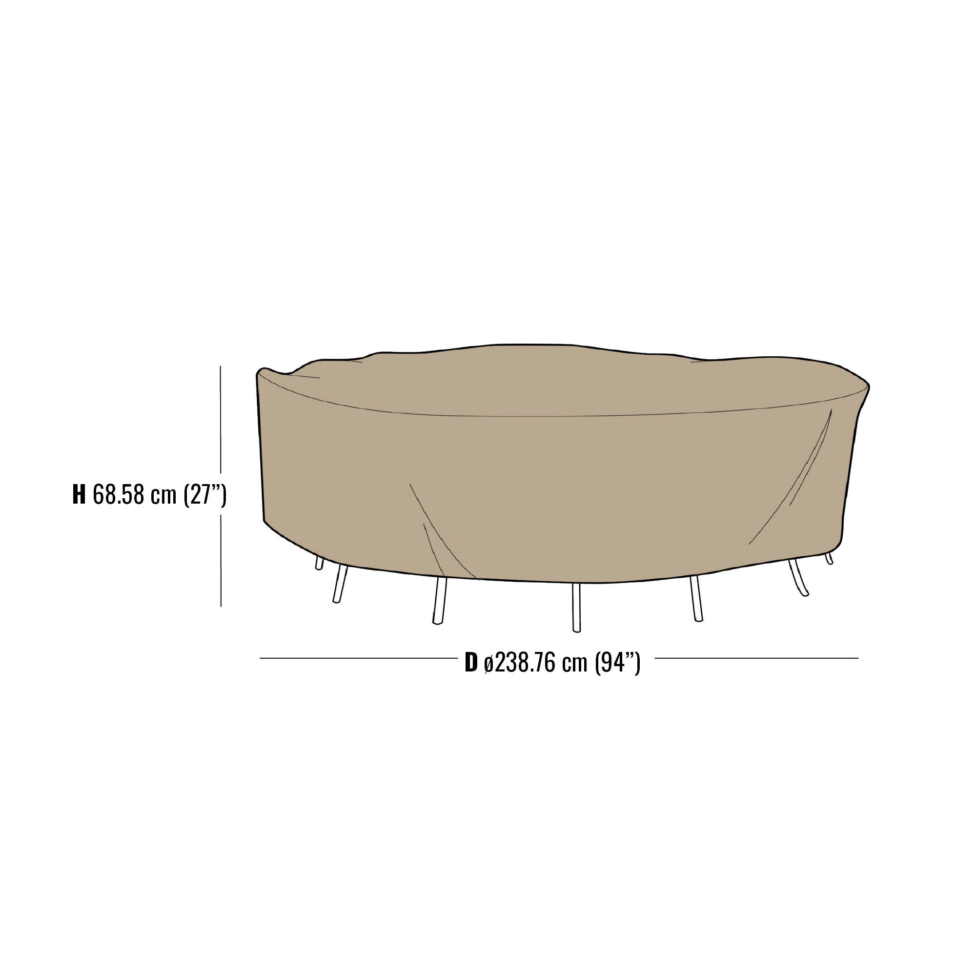 Outdoor Patio Dining Set Cover, Round Table