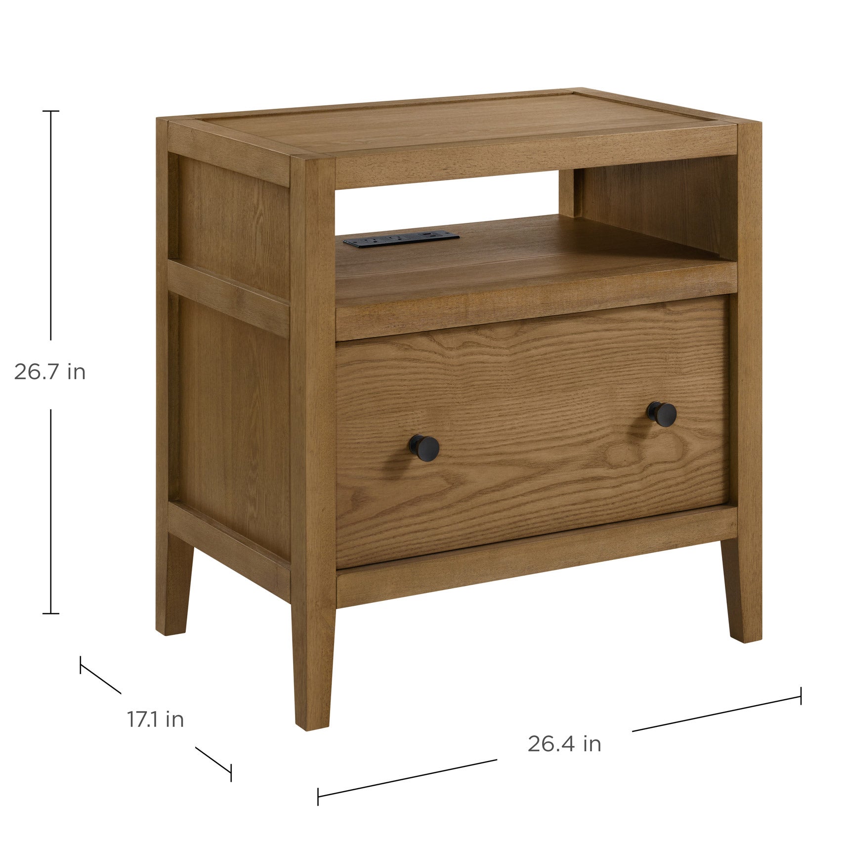 Avalon 1-Drawer Nightstand, Wood