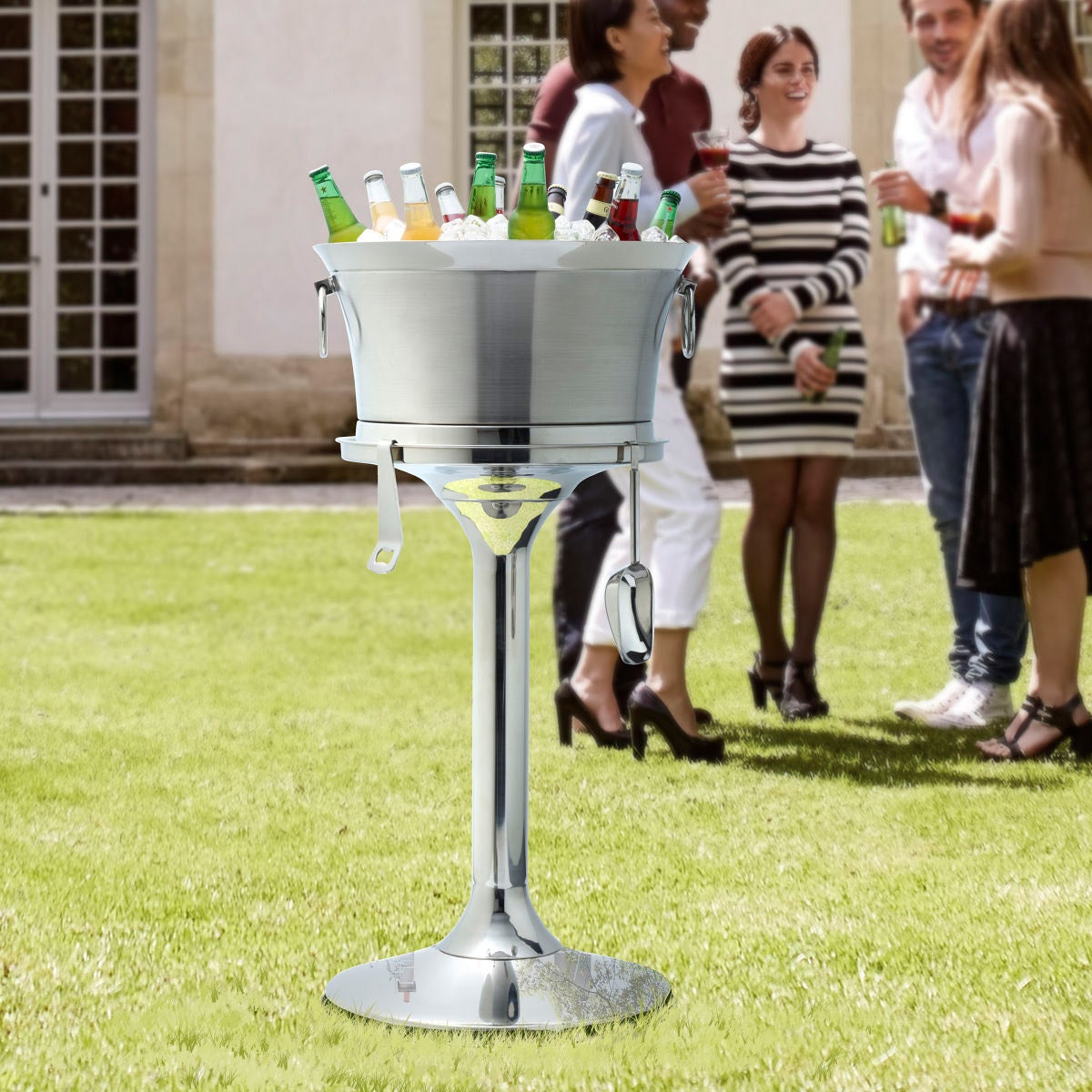 Mikasa 30-Quart Double-Walled Stainless Steel Beverage Tub with Stand and Tools