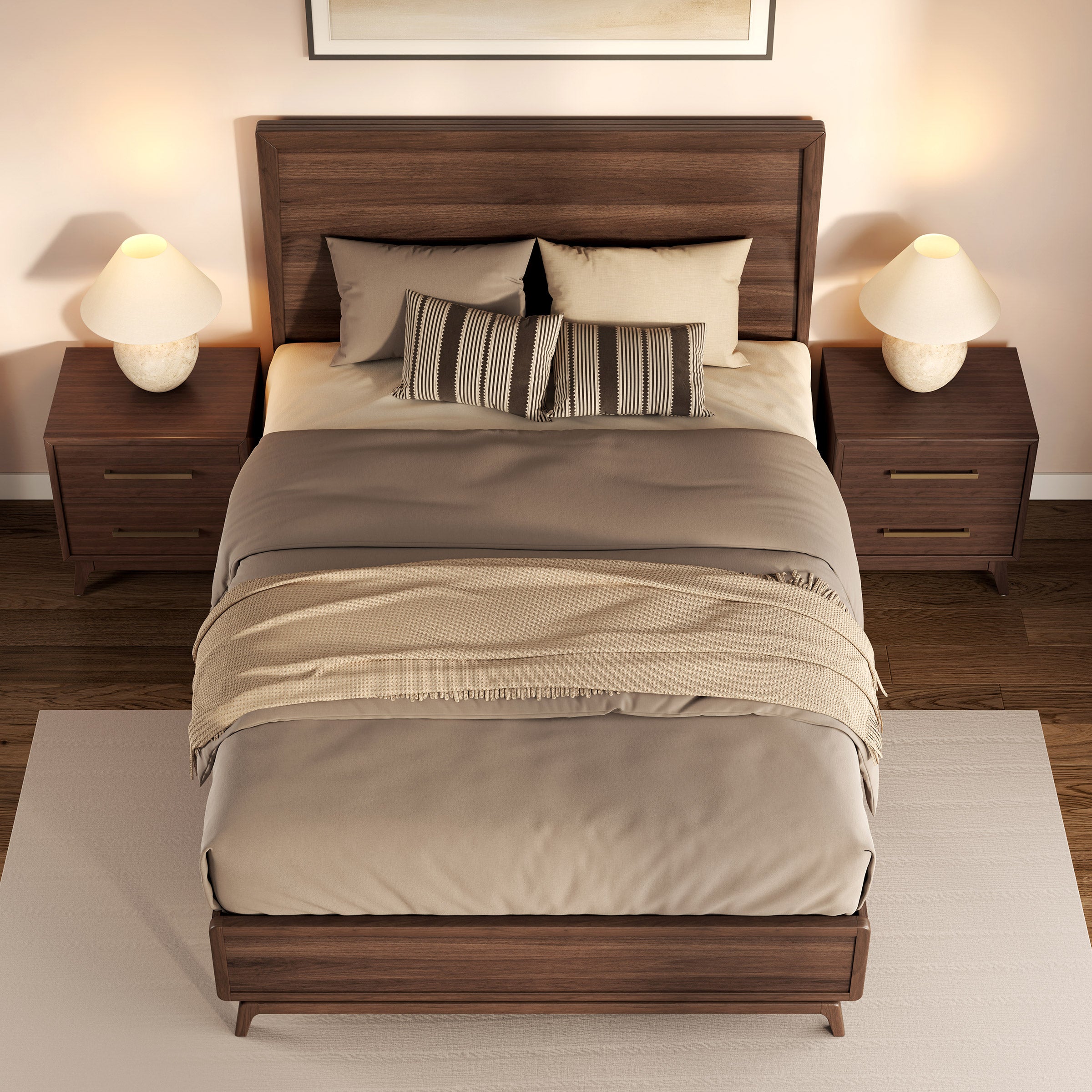 Dana Point Panel Bed Frame, Walnut Veneers