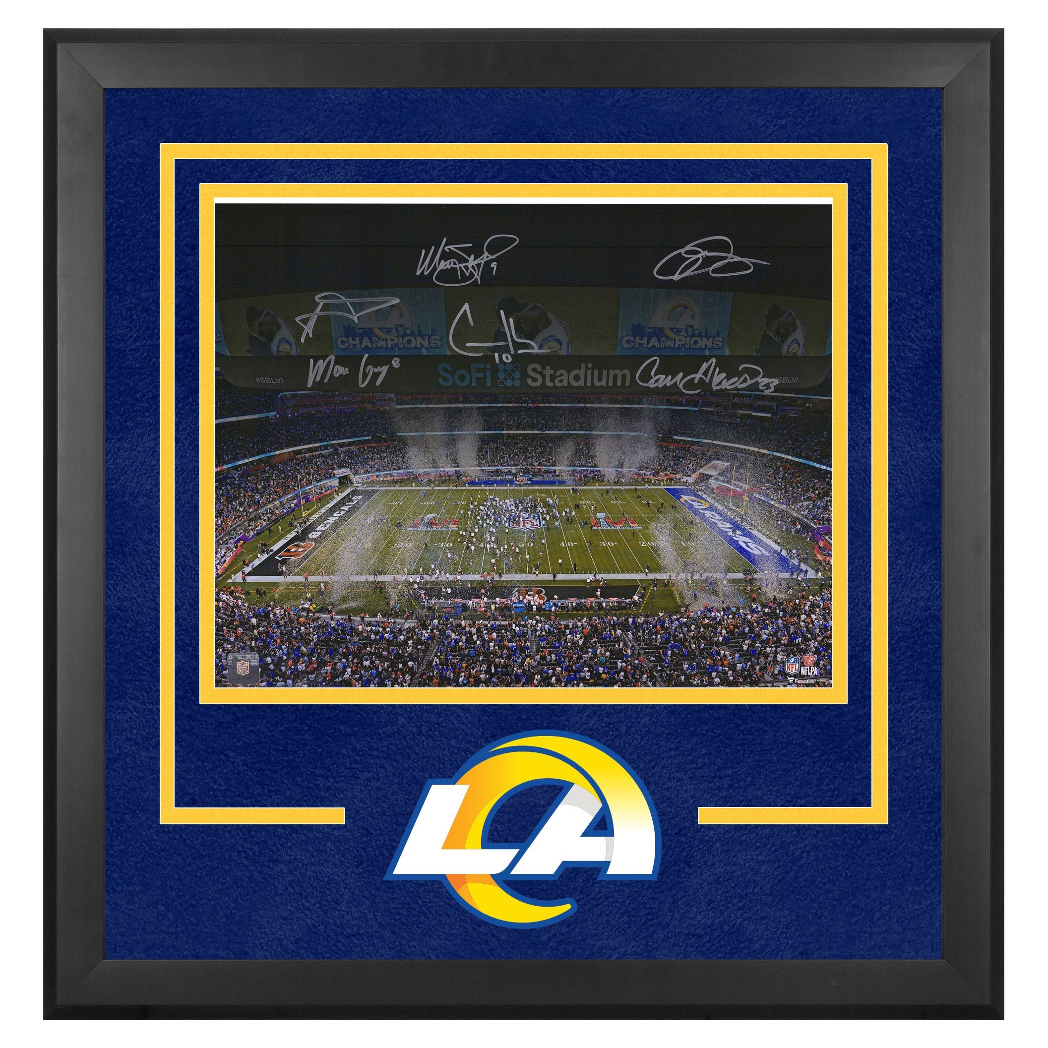LA Rams Autographed Deluxe Framed Super Bowl LVI Champions Photo w/Multiple Signatures – Limited Edition of 156