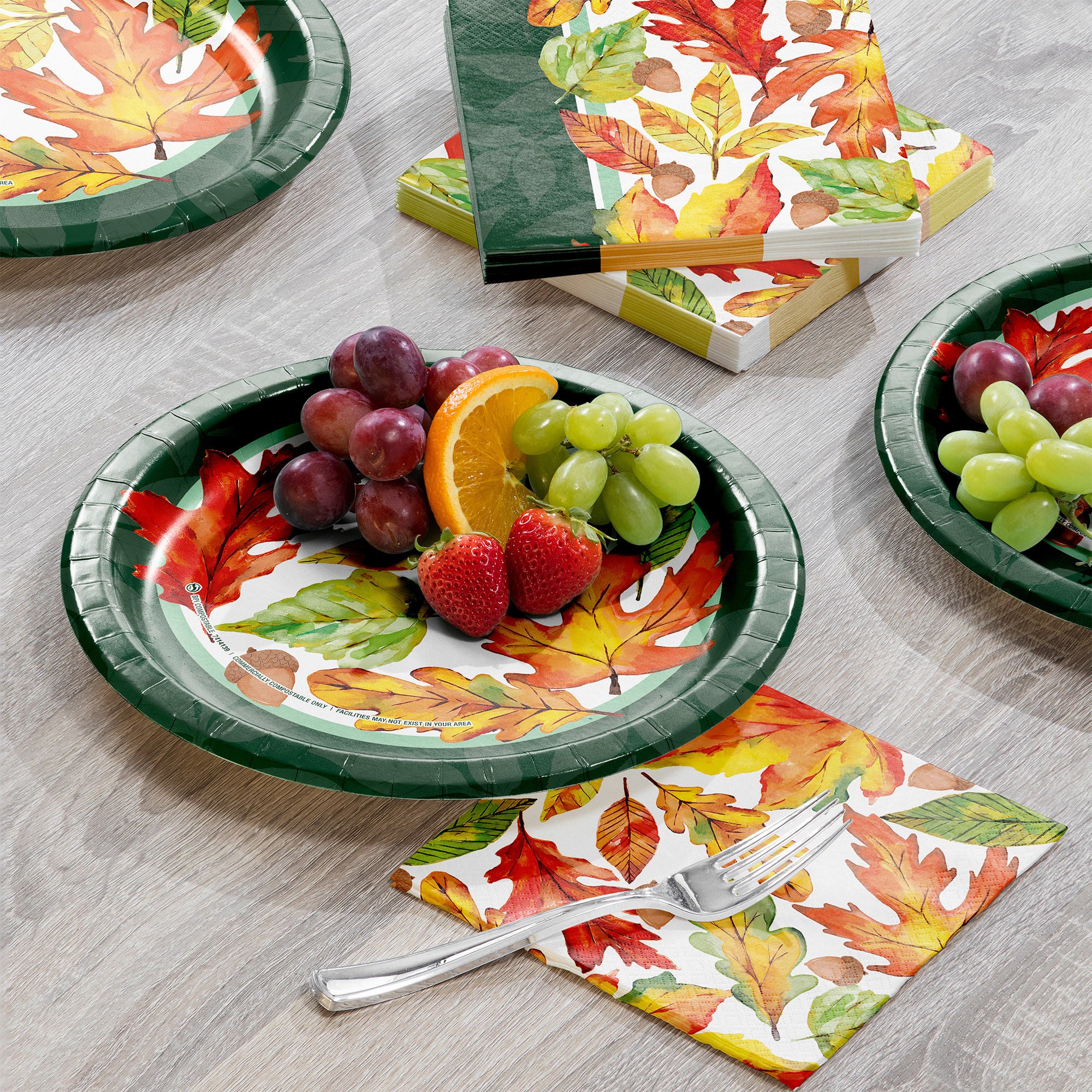 Artstyle Paper Plate and Napkin Bundle, Sunny Fall, 200-count