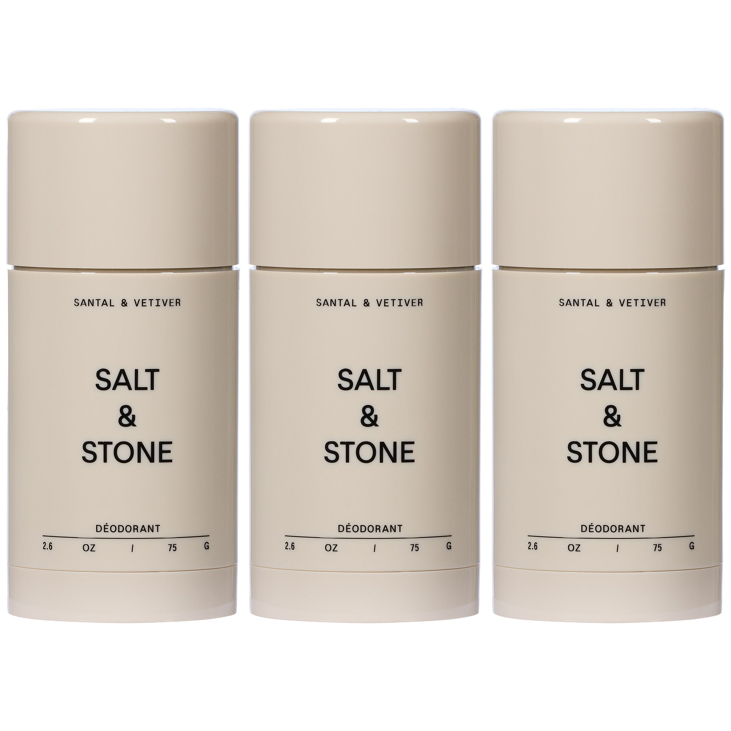 Salt & Stone Santal & Vetiver Deodorant, 2.6 oz, 3-pack