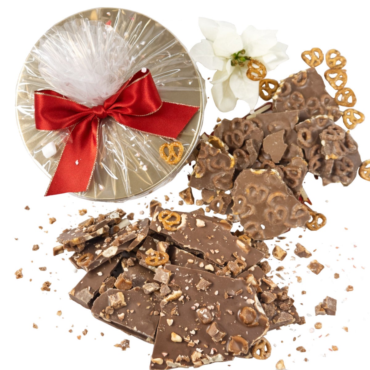 Jelina Chocolatier Handcrafted Chocolate Bark Duo Tin, 1.5 lbs