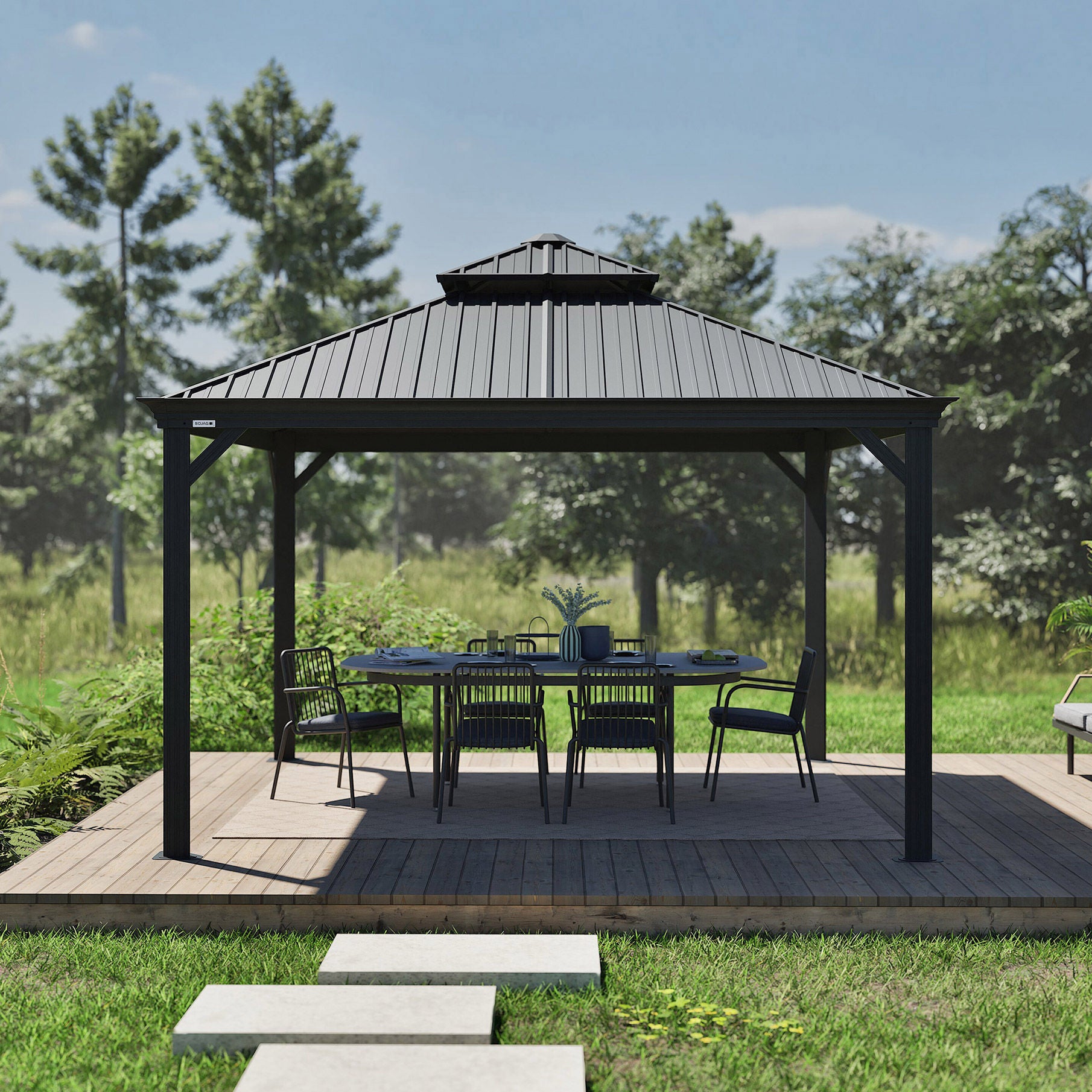 Sojag Messina Galvanized Steel Roof Gazebo - 12 ft. x 12 ft.