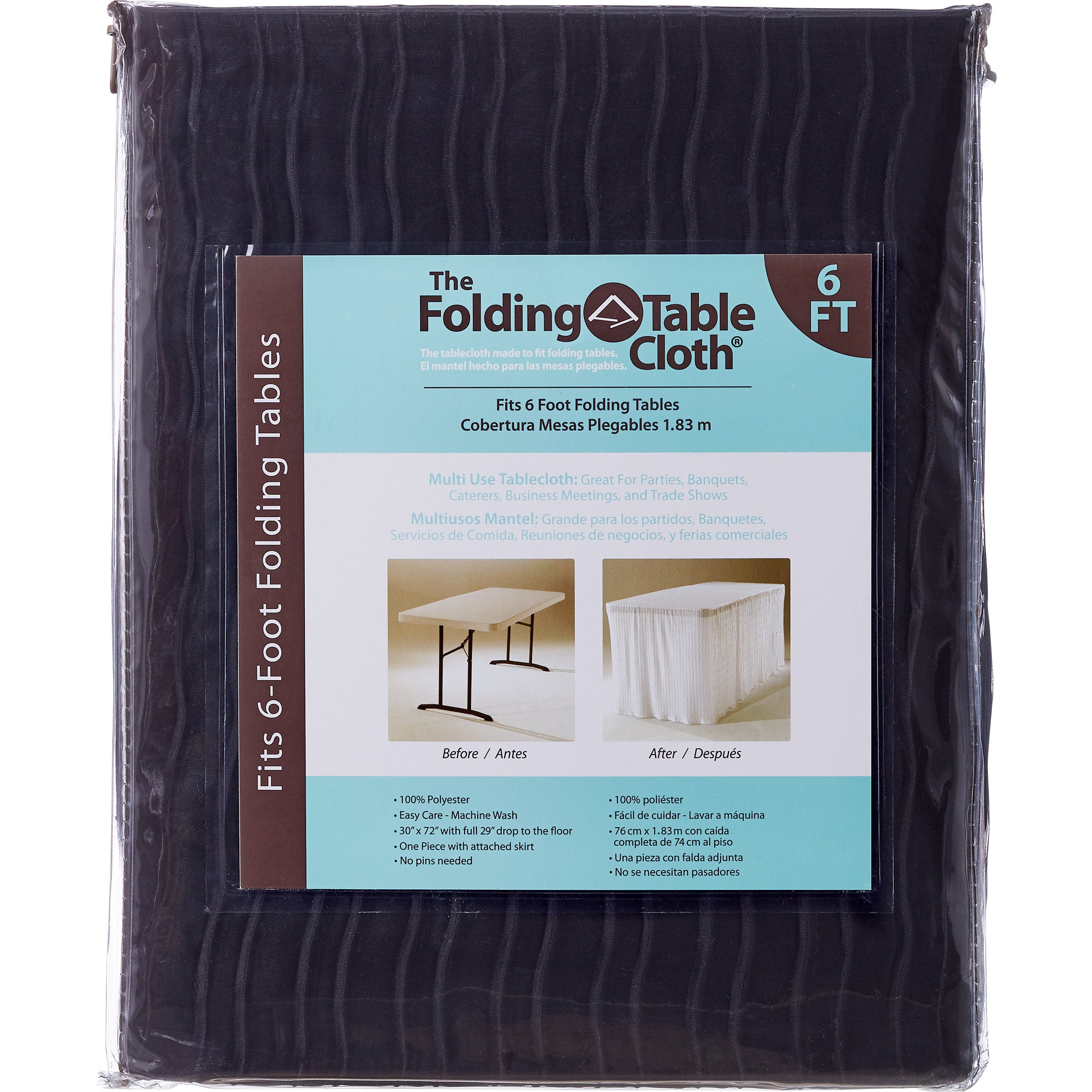 TFTC Multi-Use Table cloth, 30"W x 72"L, Black