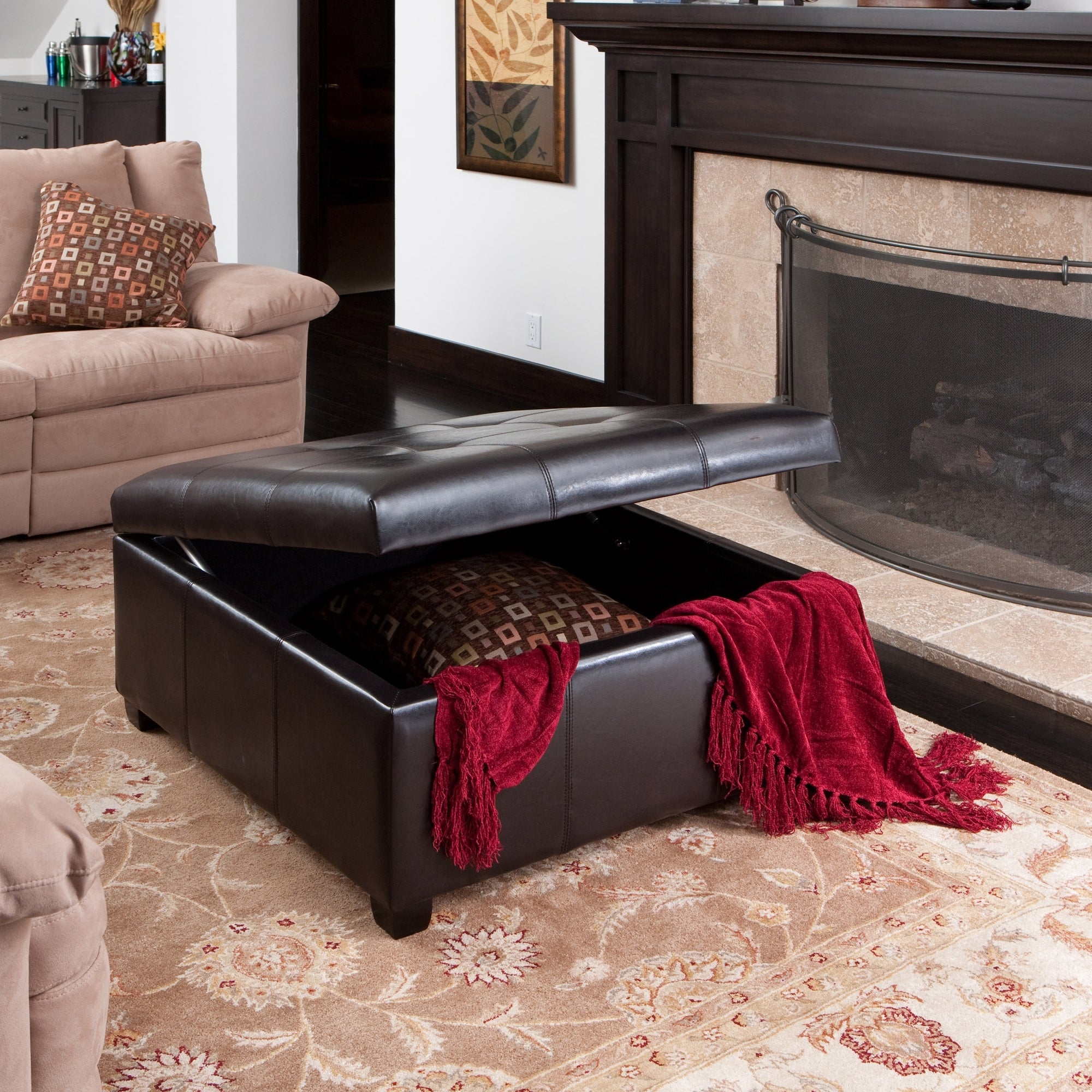 Canyons Bonded Leather Storage Ottoman