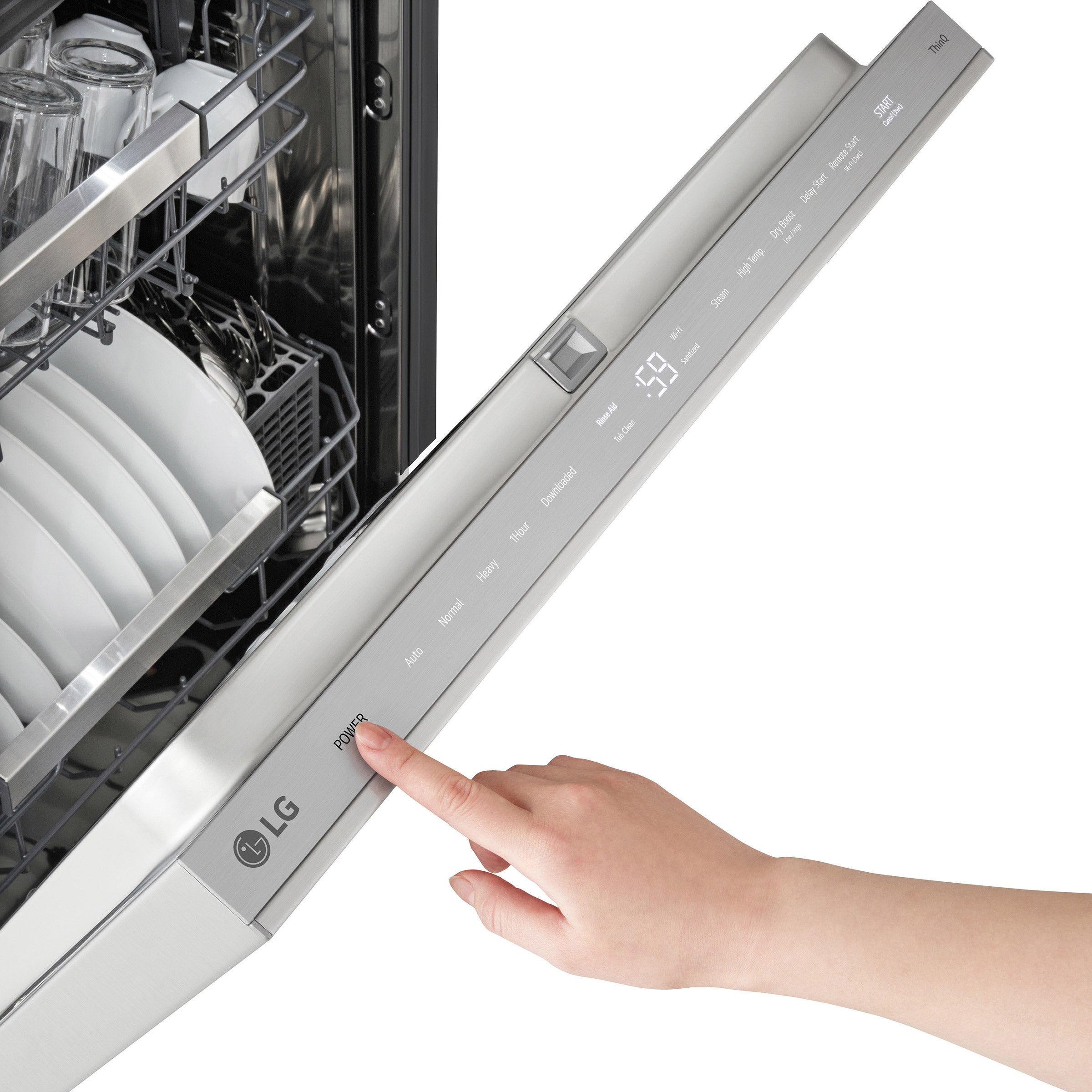 LG FlushFit Top Control Dishwasher 1-Hour Wash and Dry Cycle with Pocket Handle