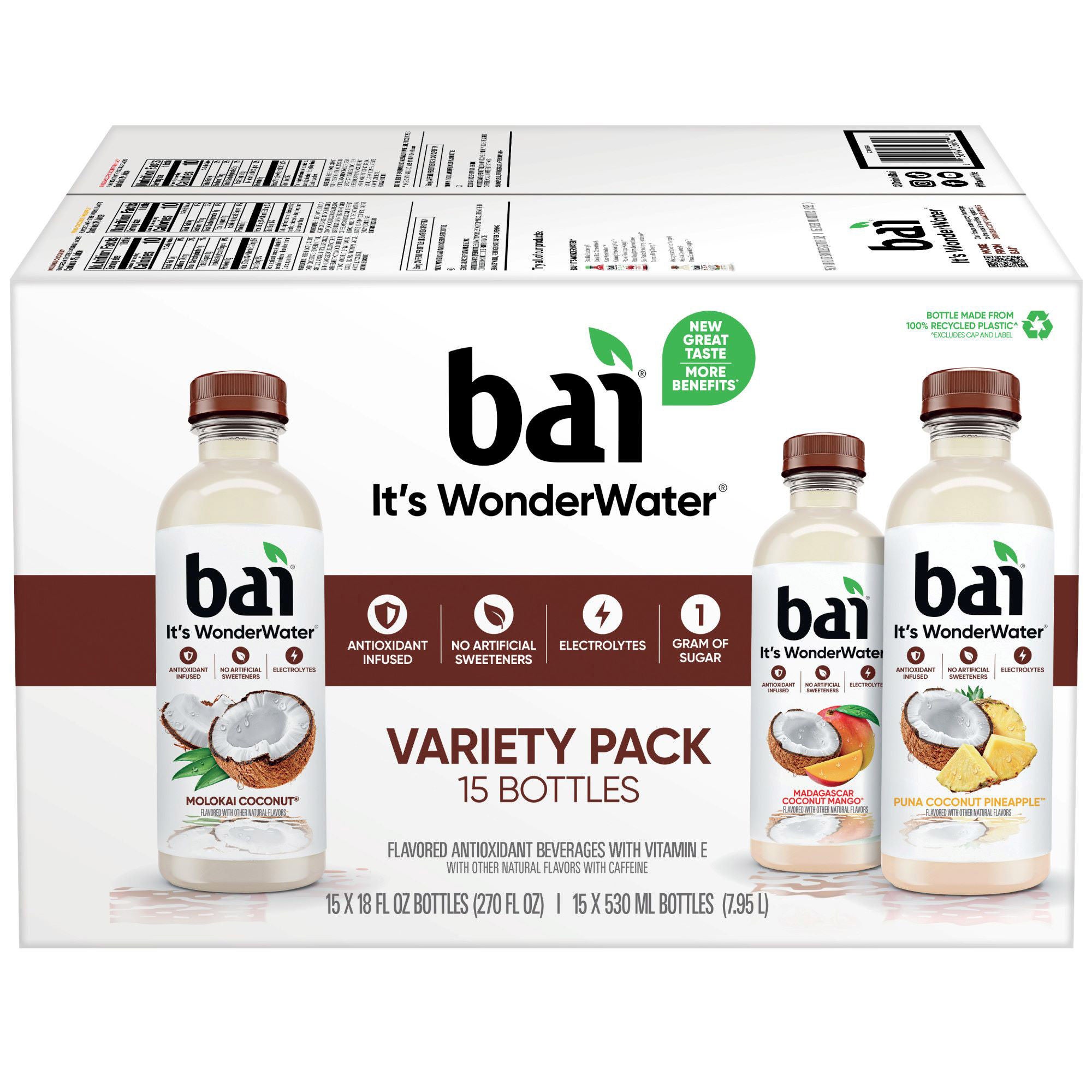Bai Antioxidant Beverage, Variety Pack, 18 fl oz, 15-count