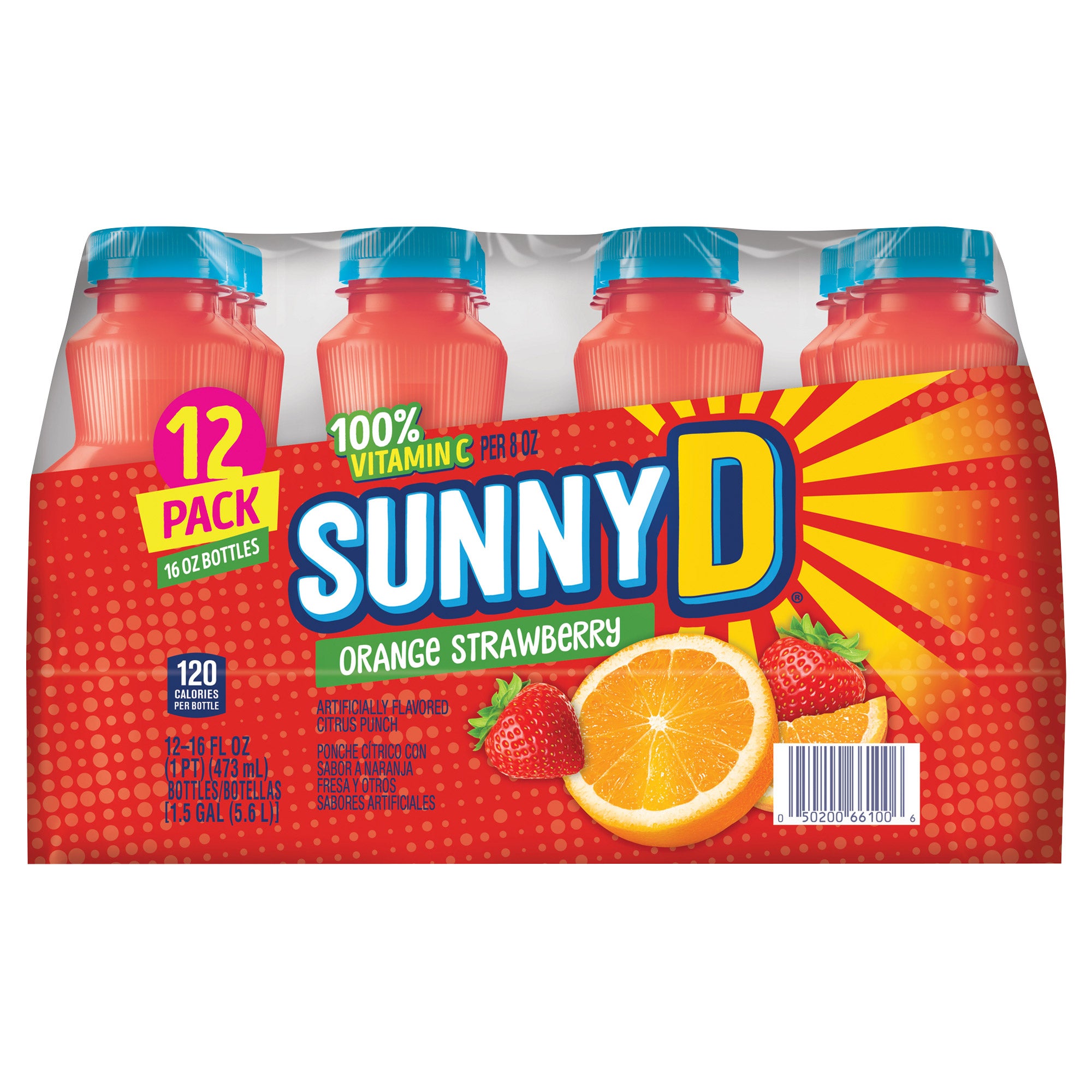 SunnyD Citrus Punch, Orange Strawberry, 16 fl oz, 12-count