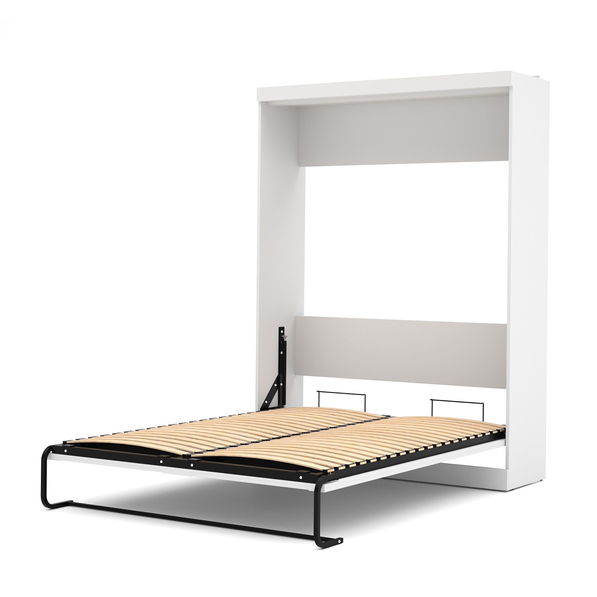 Boutique Queen Wall Bed with Two 25" Open Storage Units in White