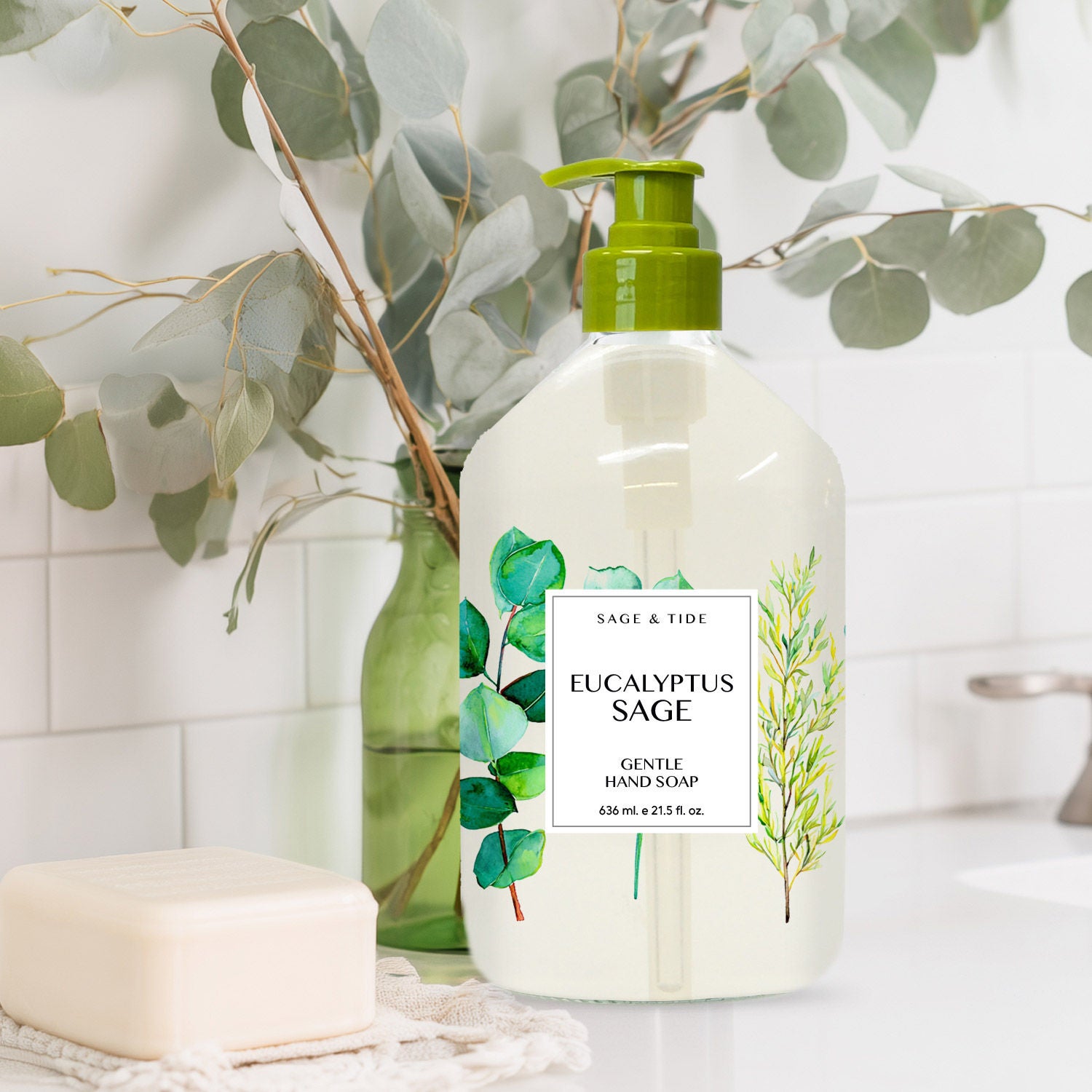 Home + Body Sage & Tide Hand Soap, 21.5 fl oz, 8-pack