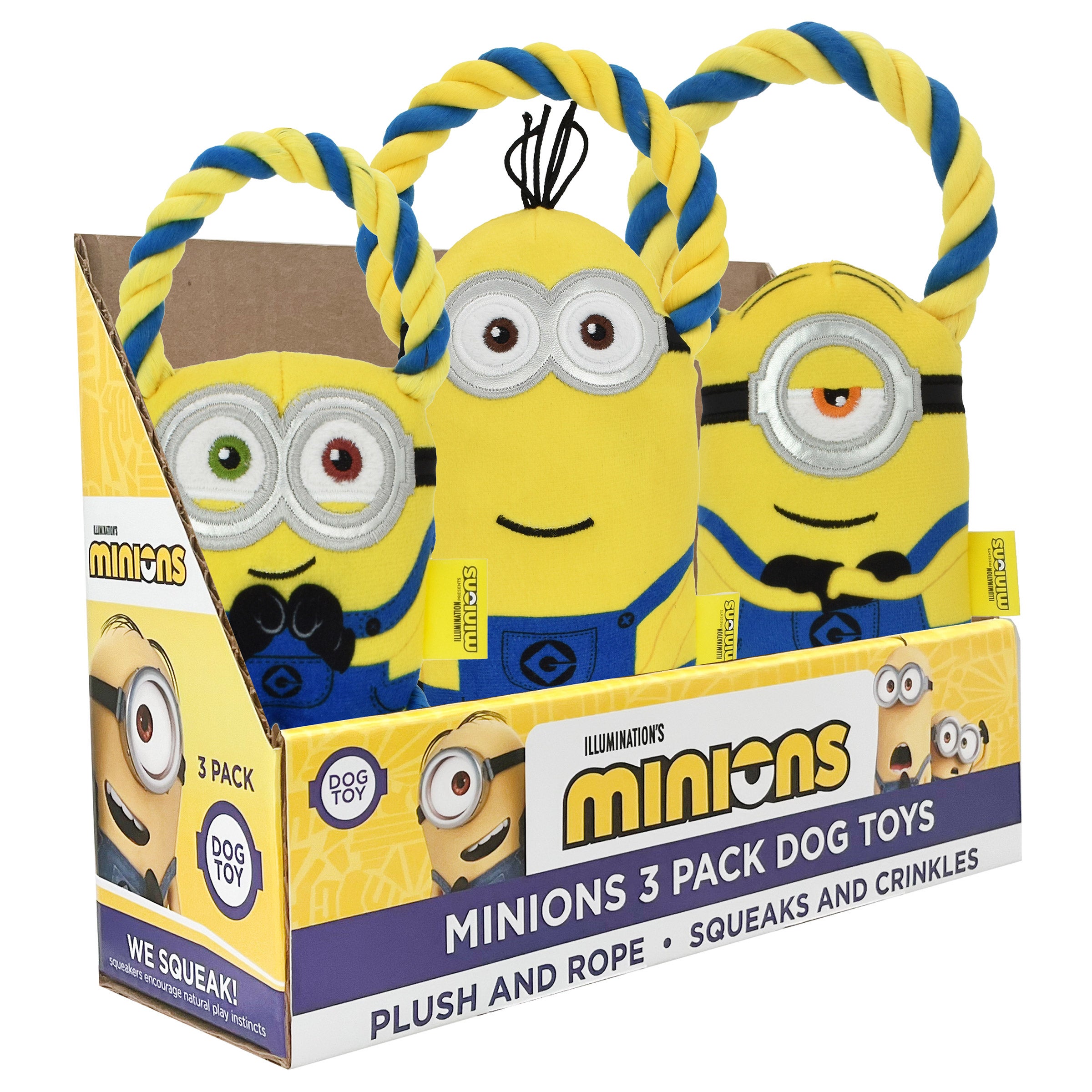 Multipet Minions Dog Toys, 3-count