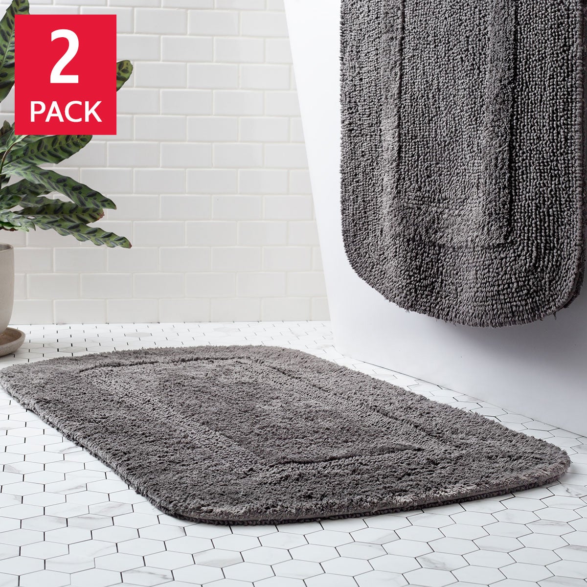 Roozt Home Reverse Tufted Bath Rugs, 2-pack
