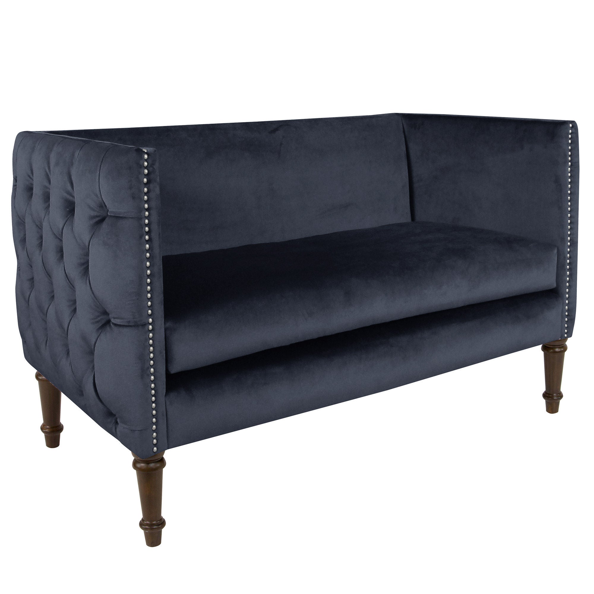 Addison Tufted Nail Button Settee in Eclipse