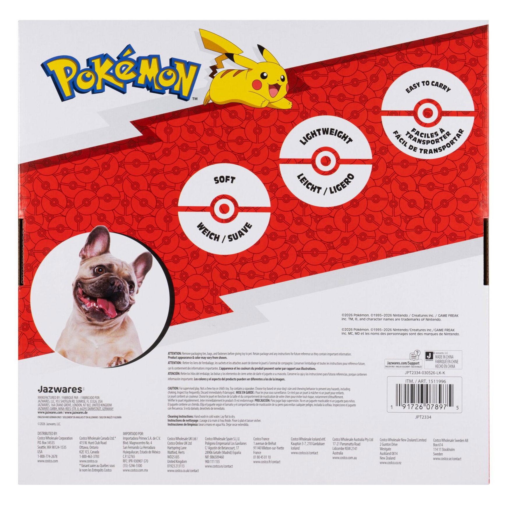 Pokémon Squeaky Dog Toys, 3-count