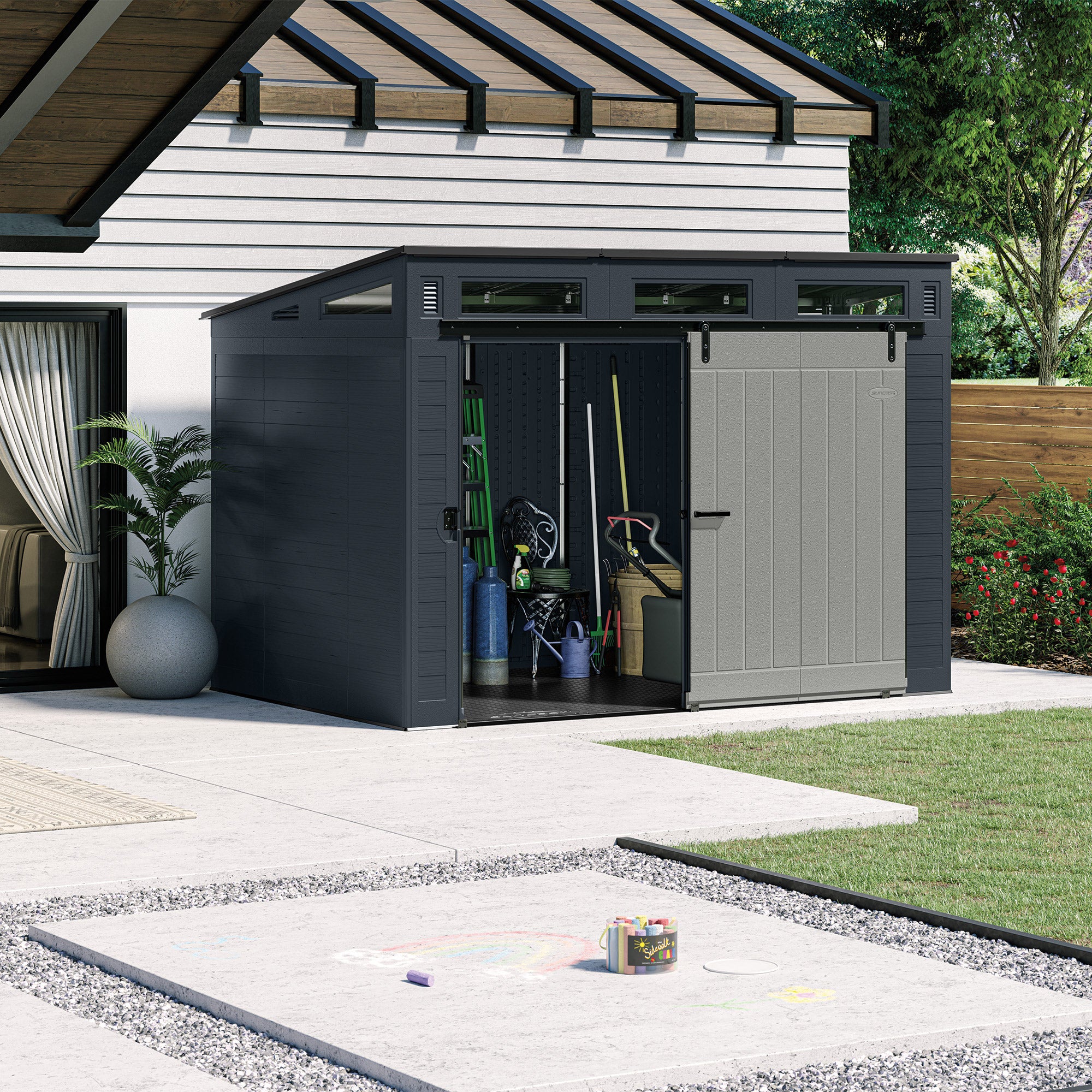 Suncast Modernist 10 ft x 7 ft. Sliding Door Storage Shed