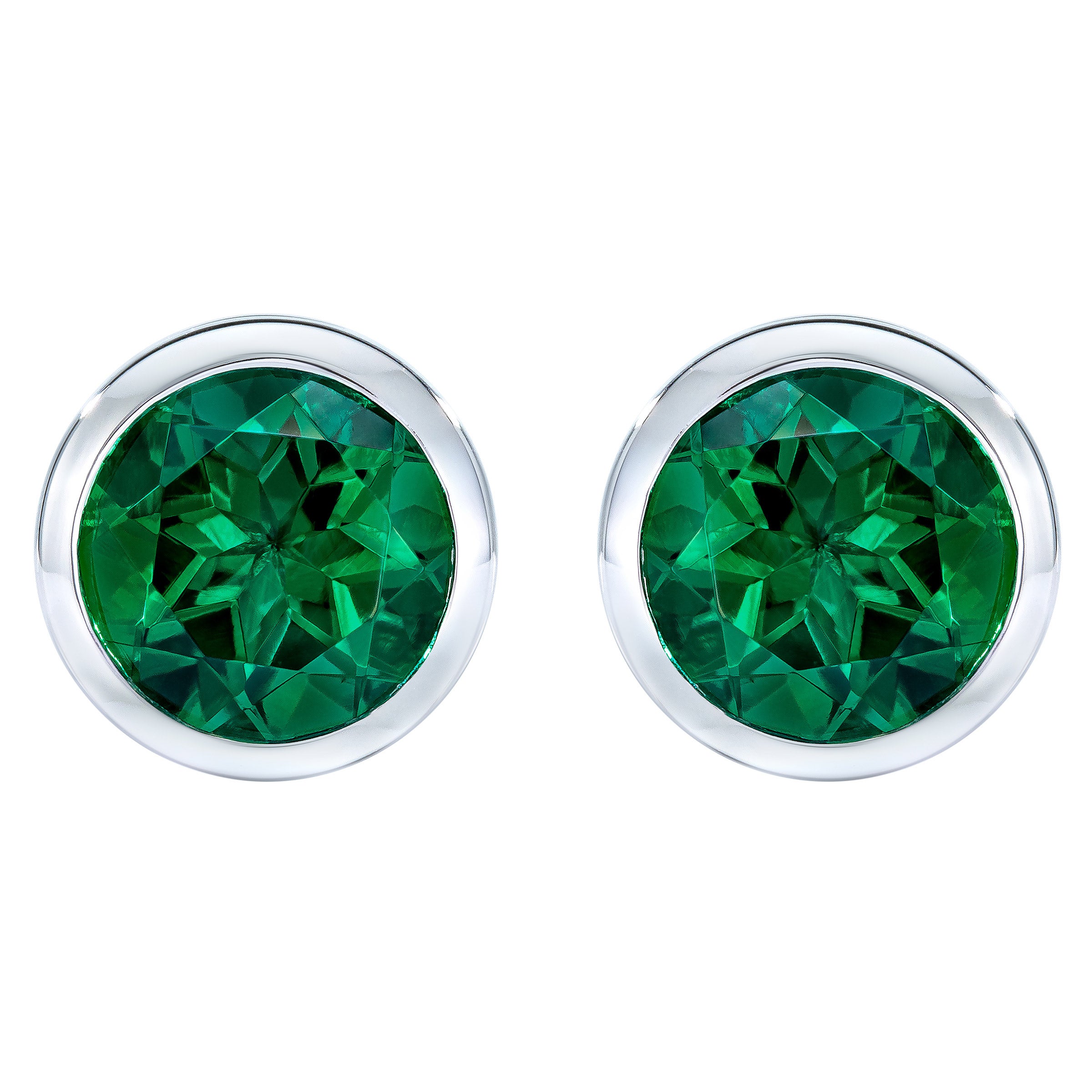 Gemstone 14kt Gold Bezel Stud Earrings