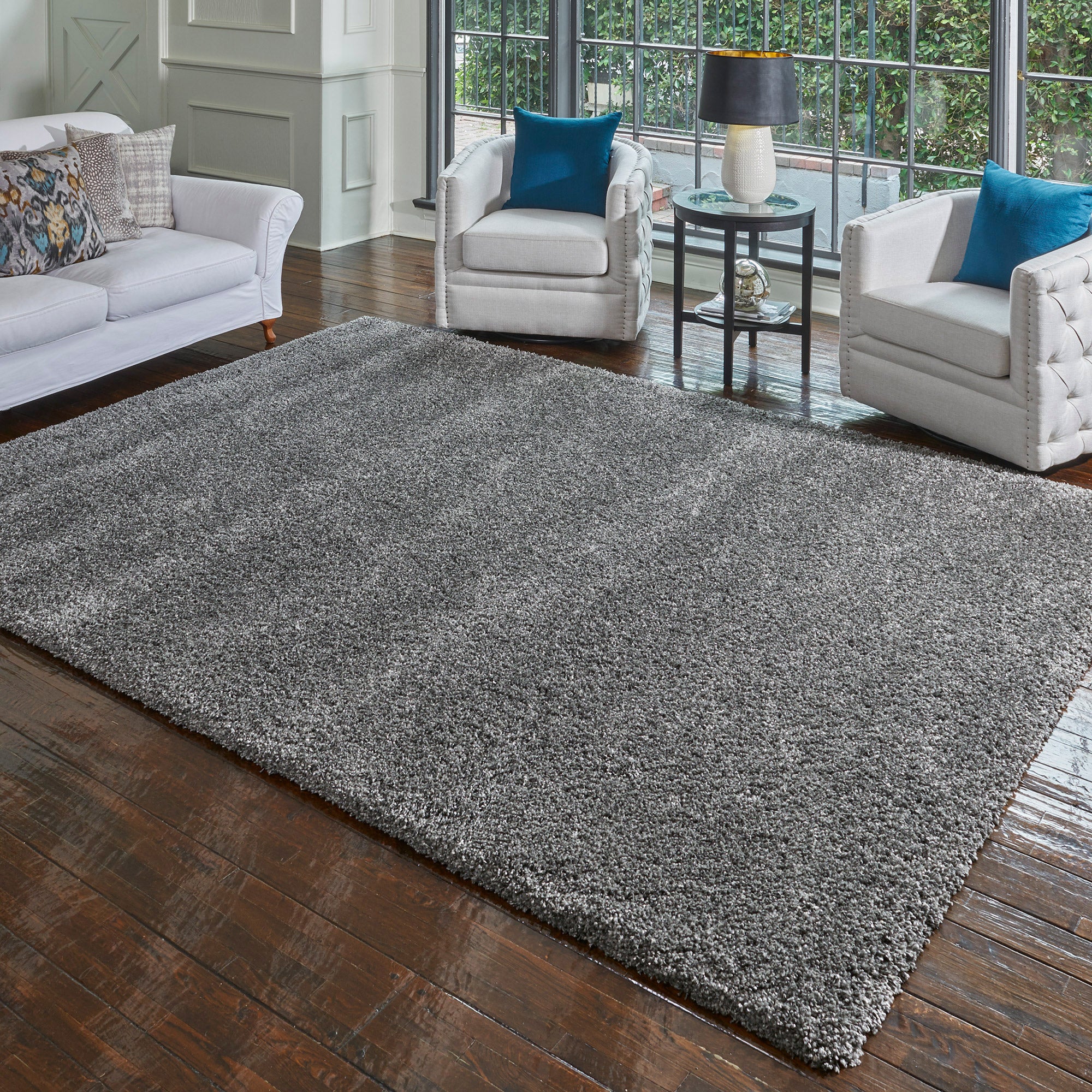 Thomasville Rialto 55 Luxury Gray Shag Rug, 9'5" x 13'