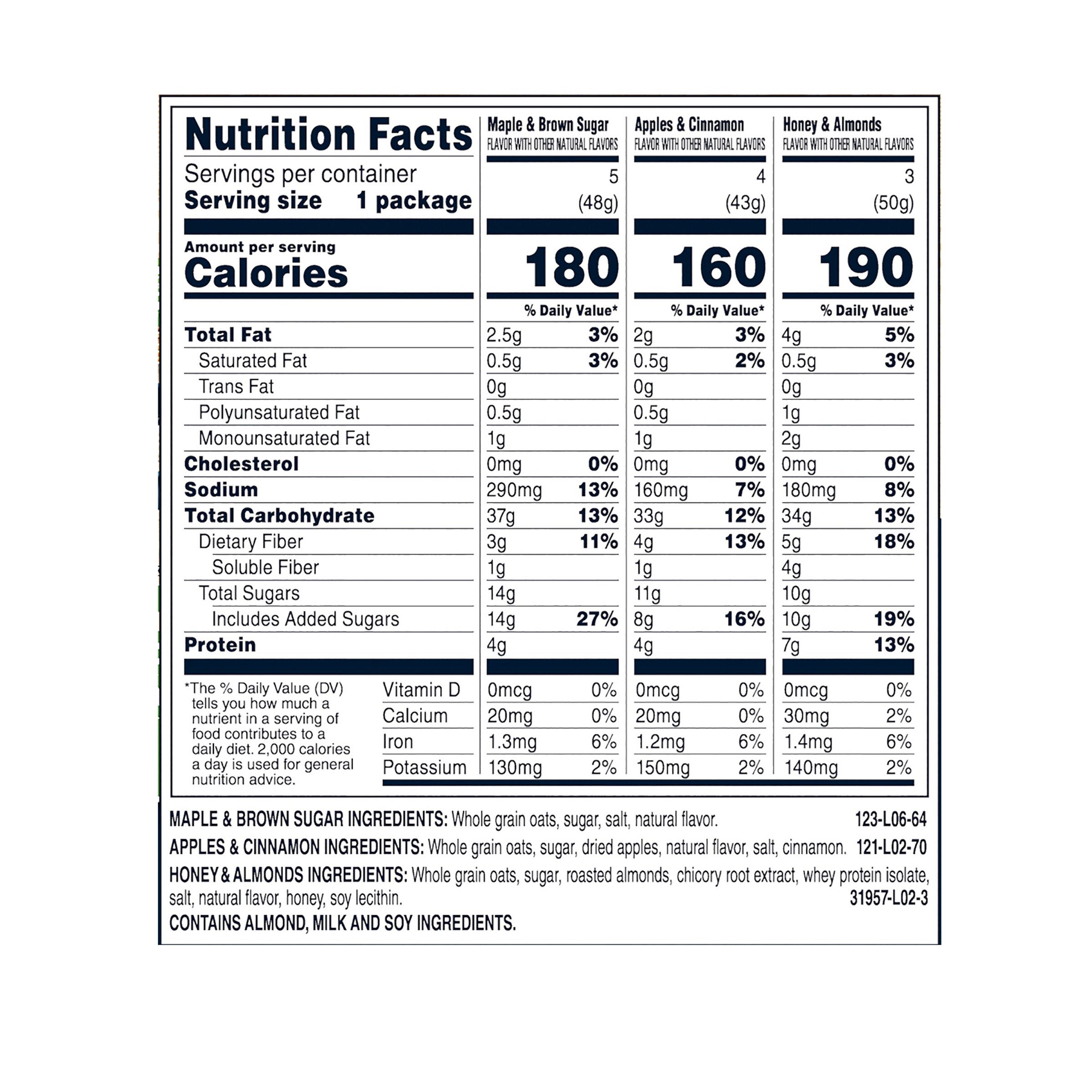 Quaker Instant Oatmeal Cups, Variety Pack, 12-count