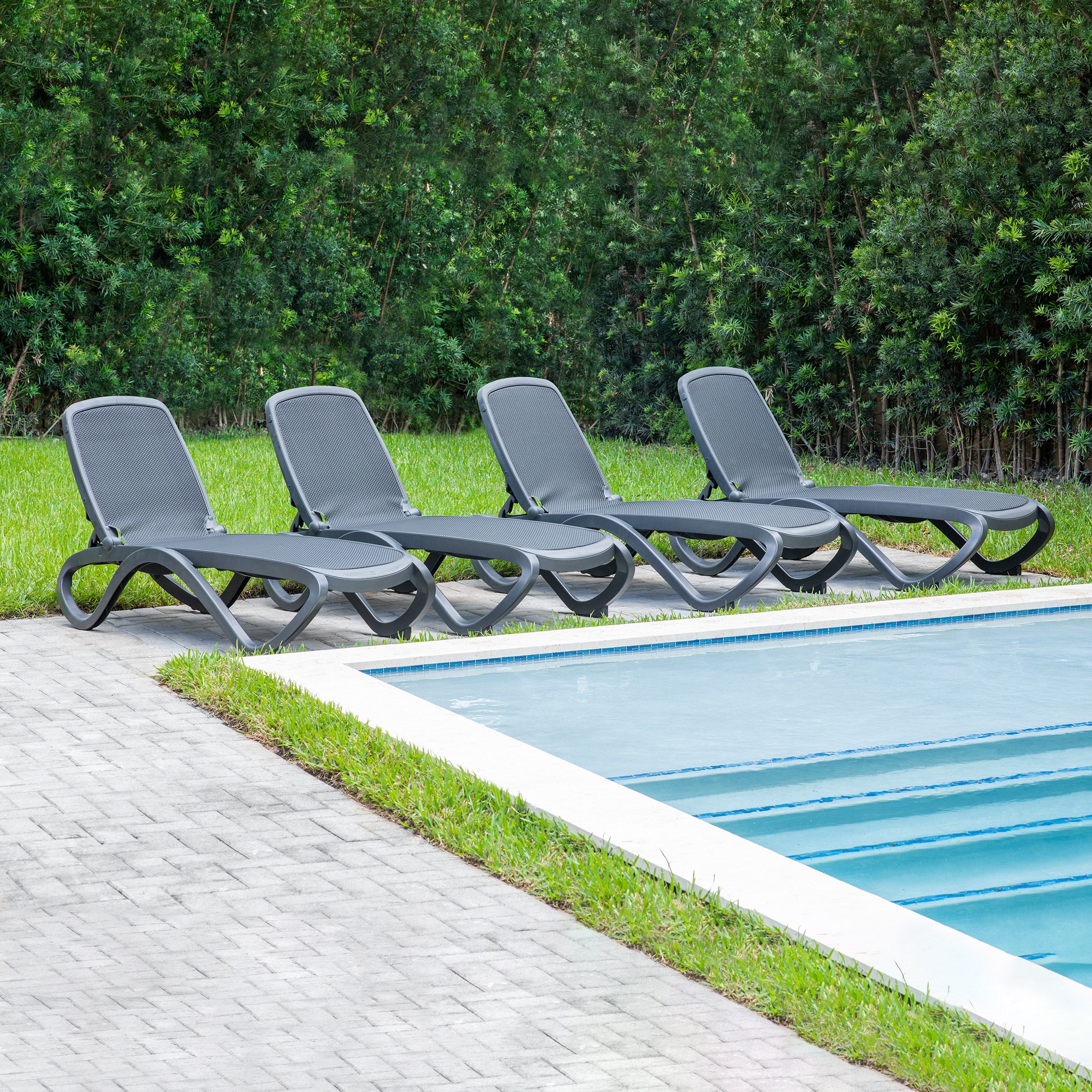 Nardi Omega Commercial Chaise Lounge Chair, 4-pack