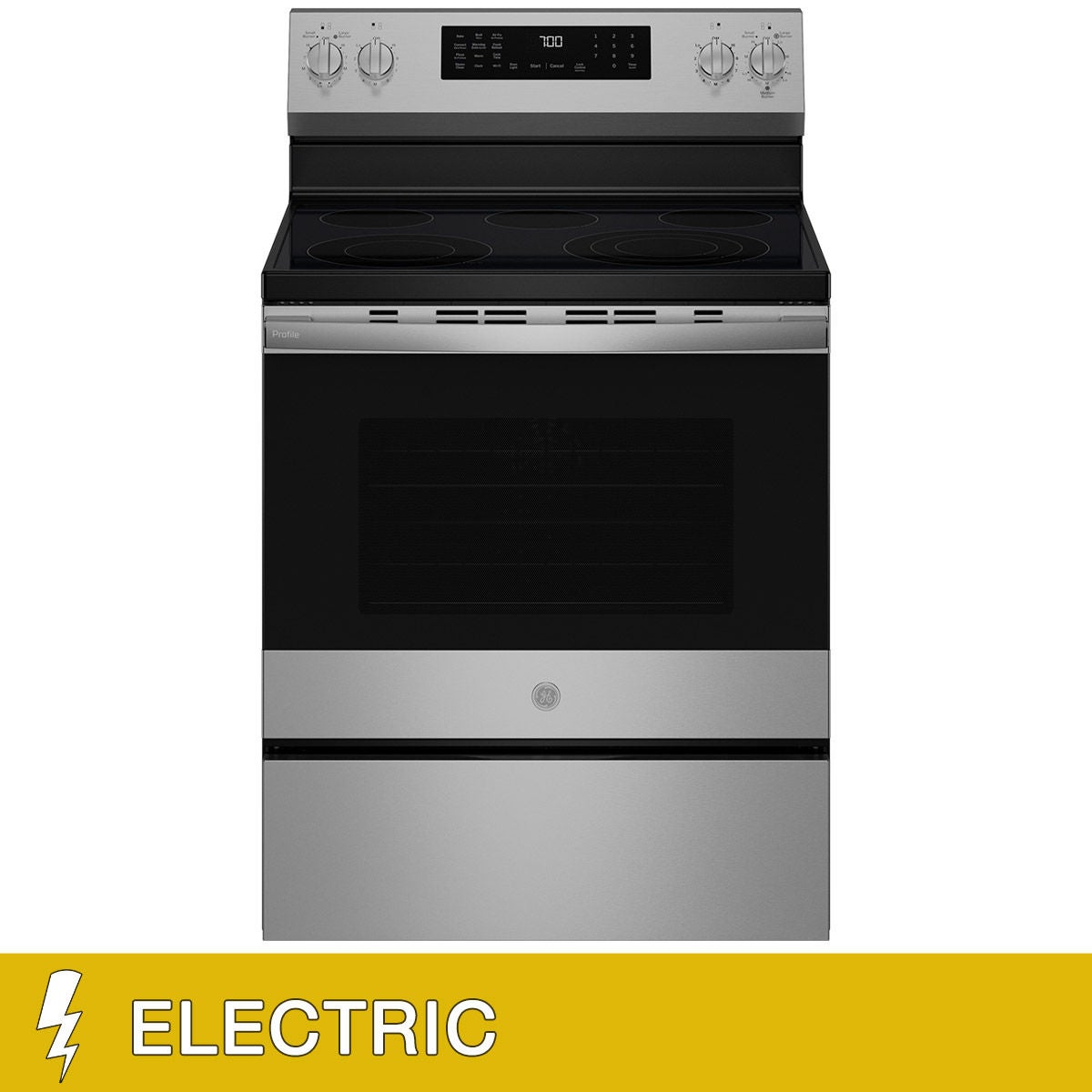 GE Profile 30" 5.3 cu. ft. ELECTRIC Free-Standing Range with Convection, No Preheat Air Fry, Wi-Fi