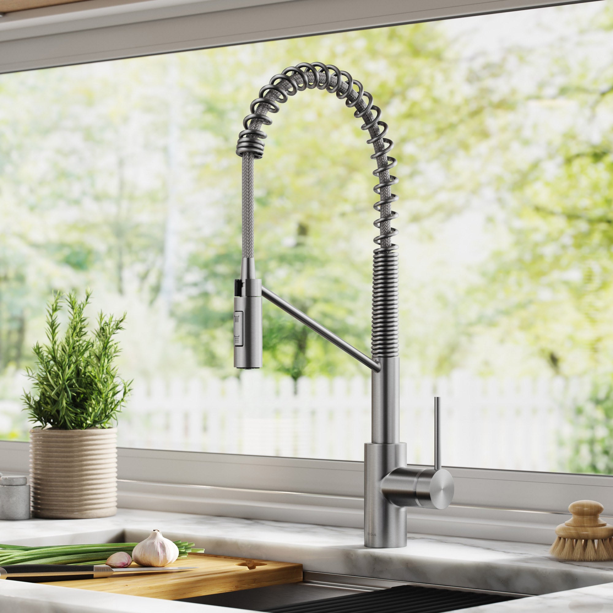 KRAUS Touchless Sensor Commercial Pull-down Single Handle Kitchen Faucet with Soap Dispenser