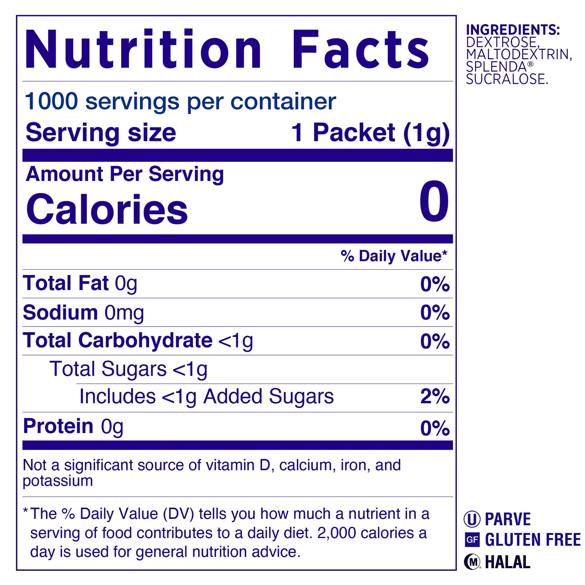 Splenda Zero Calorie Sweetener Packets, 1,000-count