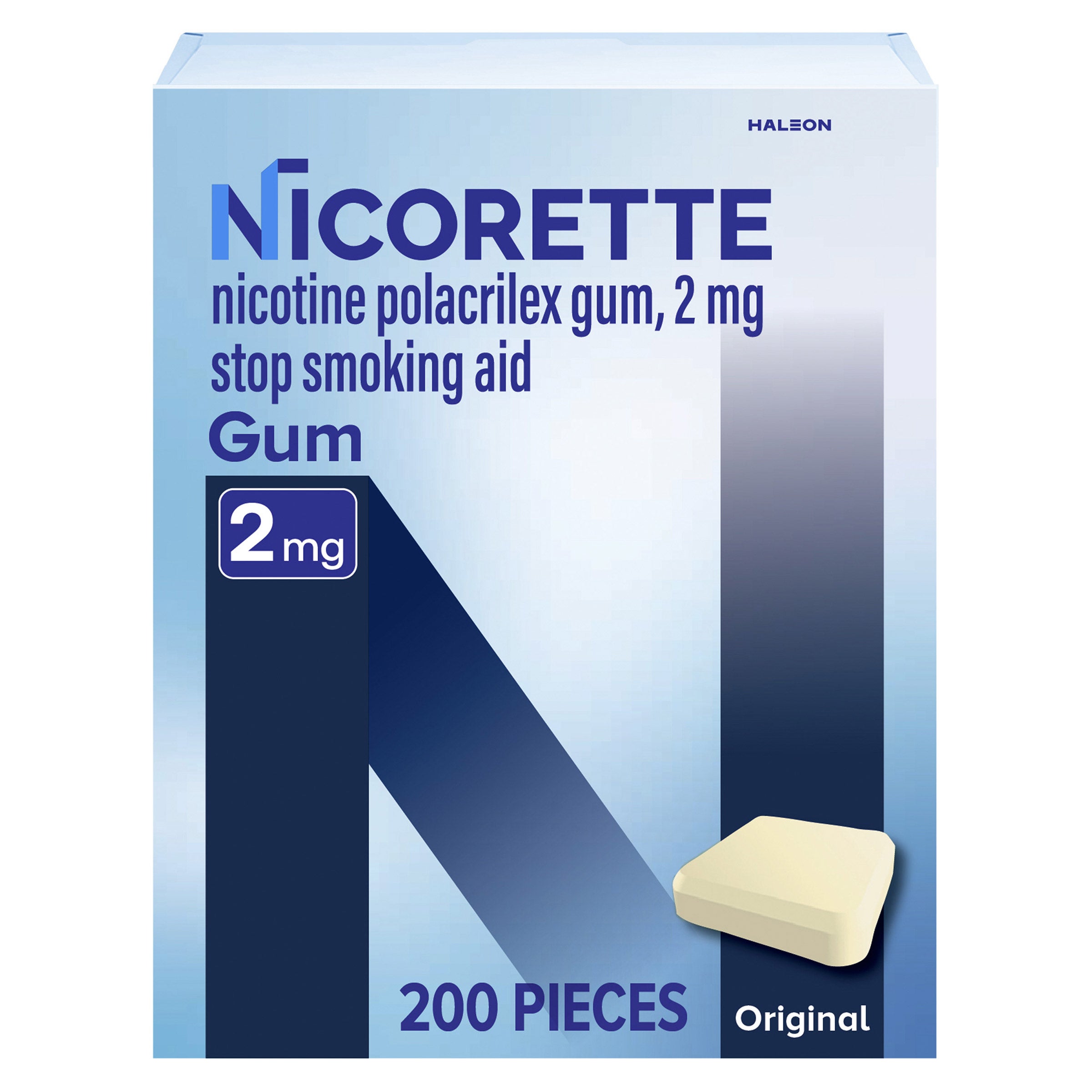 Nicorette Quit Smoking Aid 2mg. or 4mg., Original Flavor Gum 200 Pieces
